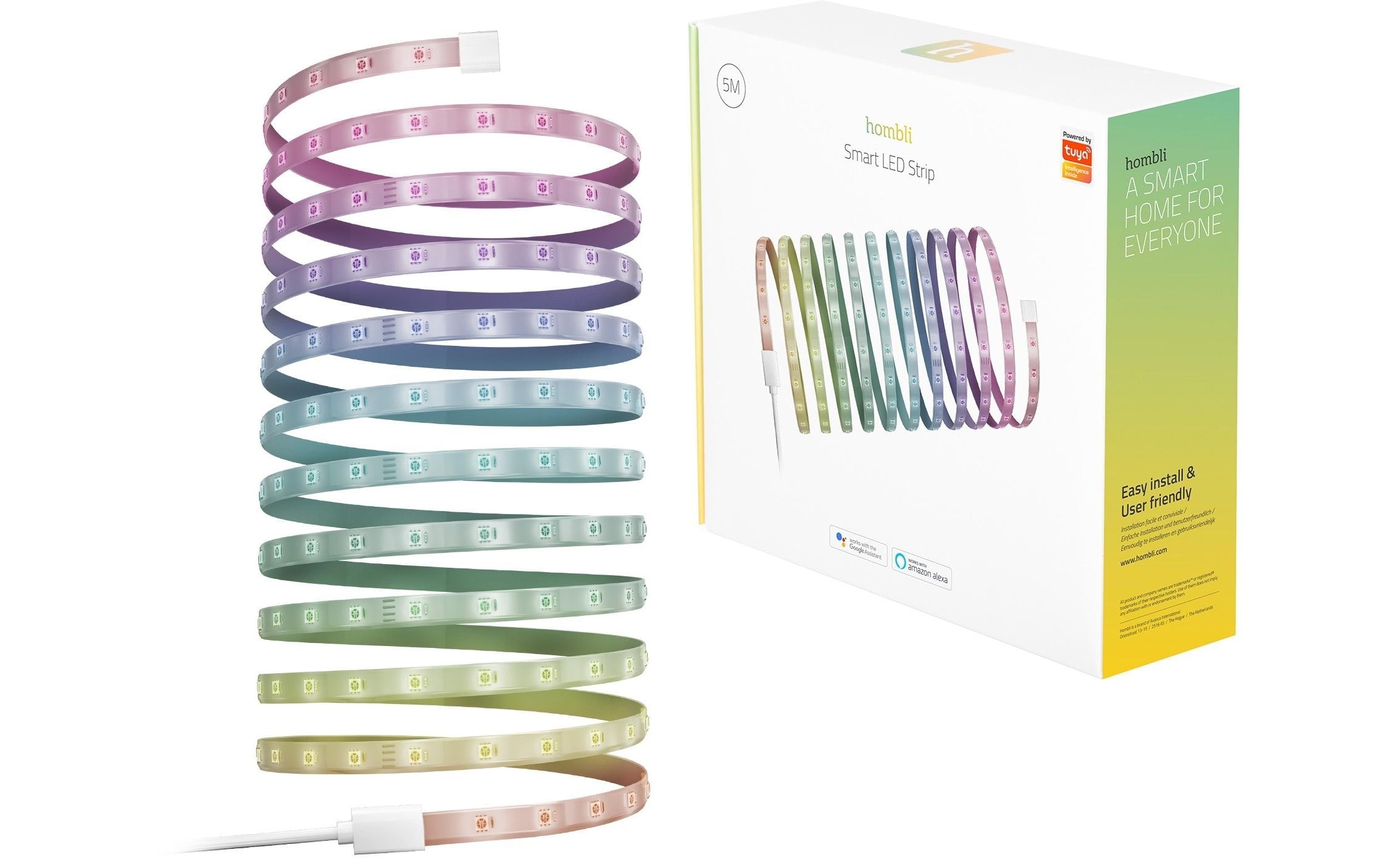 hombli LED Stripe Smart, RGB, 5 m, Weiss – Smarter LED-Streifen RGB mit Netzteil von hombli