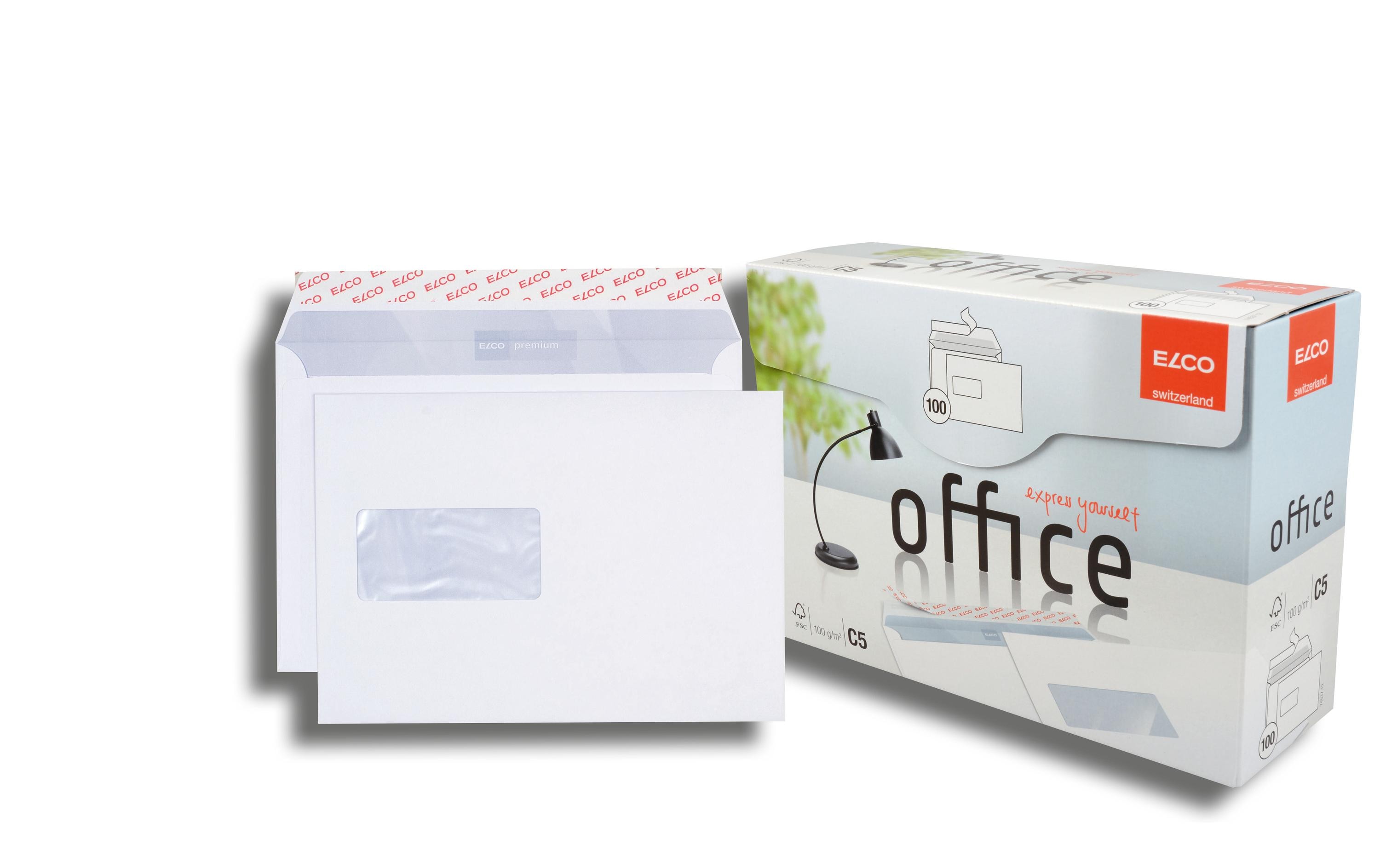 ELCO Couvert Office Box C5 mit Fenster links, 100 Stück – Couvert von ELCO
