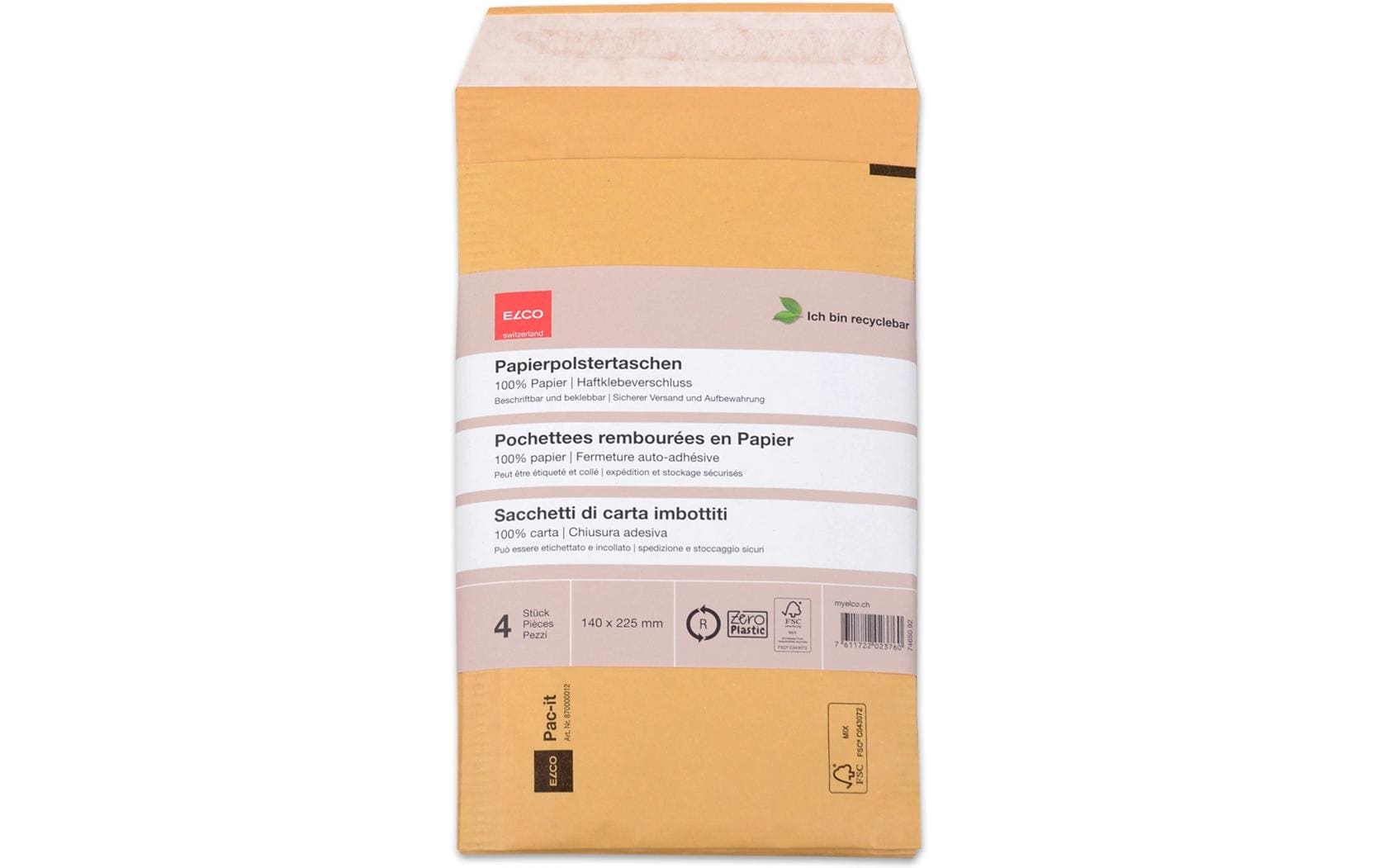 ELCO Versandtasche Zero Plastic 140 x 225 mm, 4 Stück – Versandtasche von ELCO