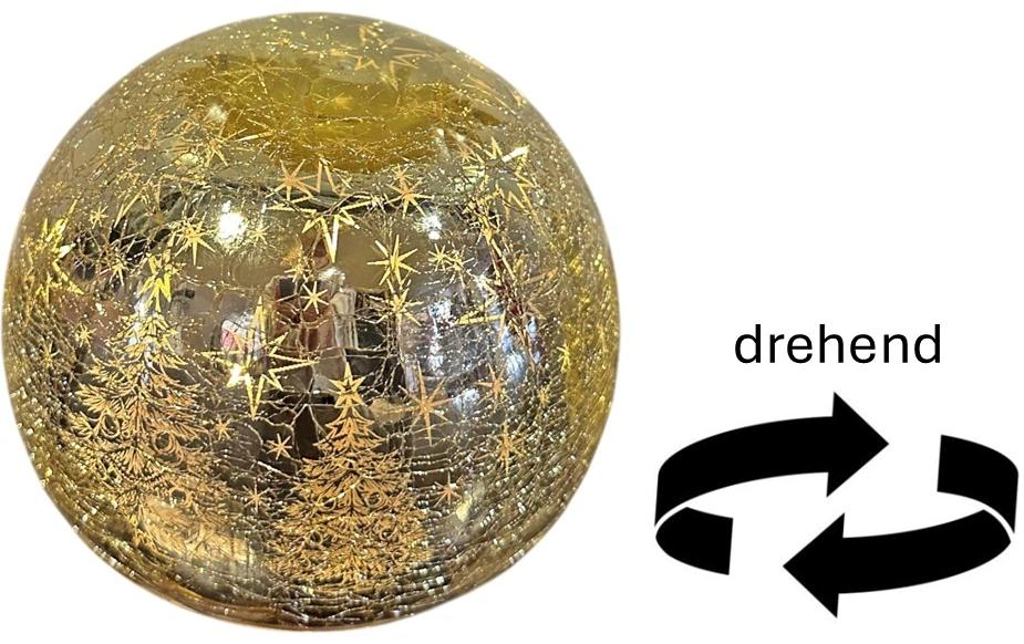 Dameco Dameco LED Glas Crackle Kugel gold