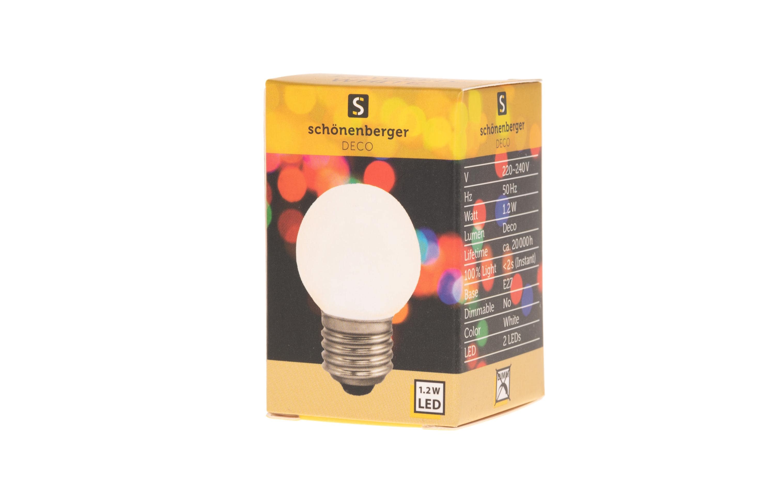 Star Trading Partylampe LED Mini Globe 1.2W E27 Weiss – Partylampe von Star Trading