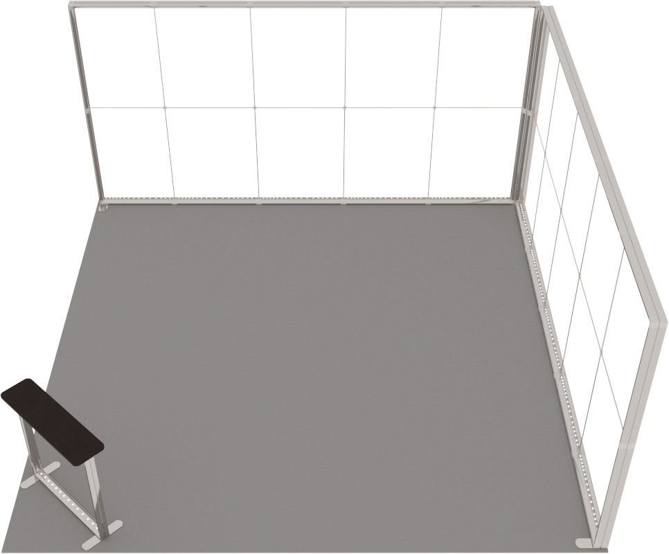 LUMIX Messestand 25 m² Eckstand Aufbau Messehalle Beispiel