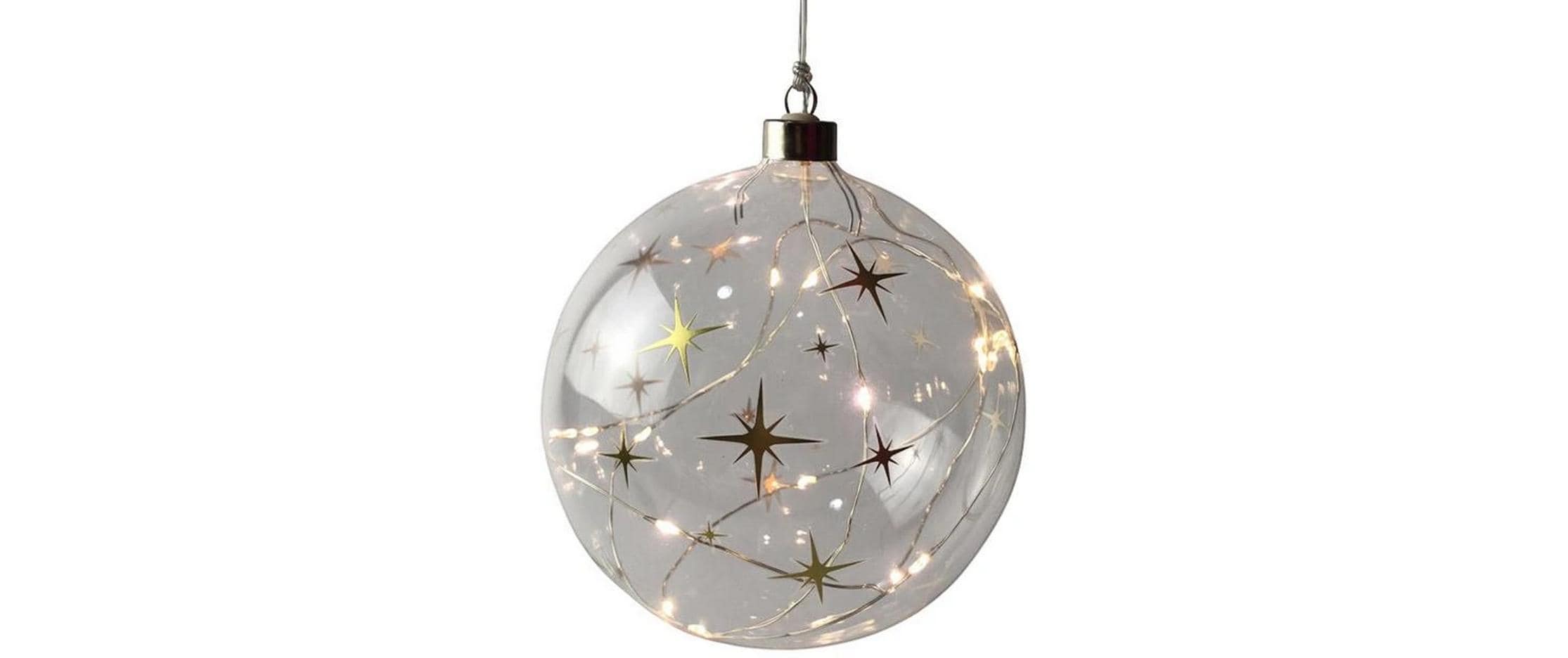 Dameco LED Glas Kugel mit Sternen, 15 cm
