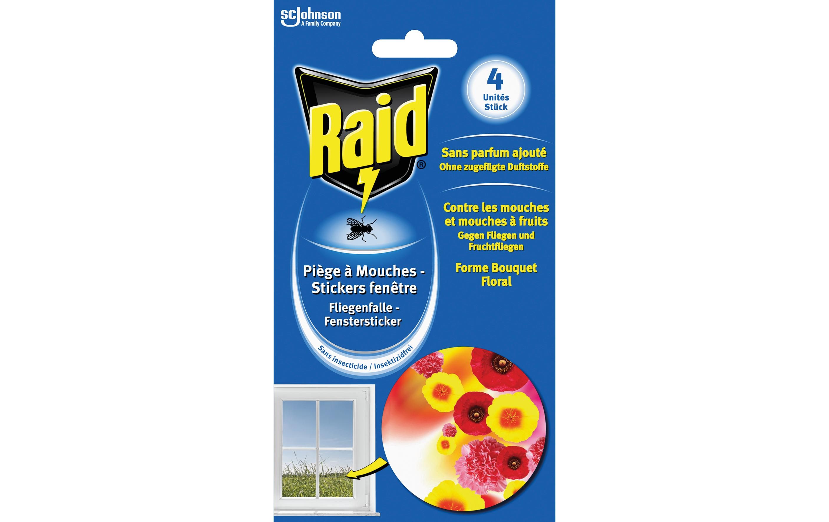 Raid Fliegenfalle Fenstersticker, 4 Stück