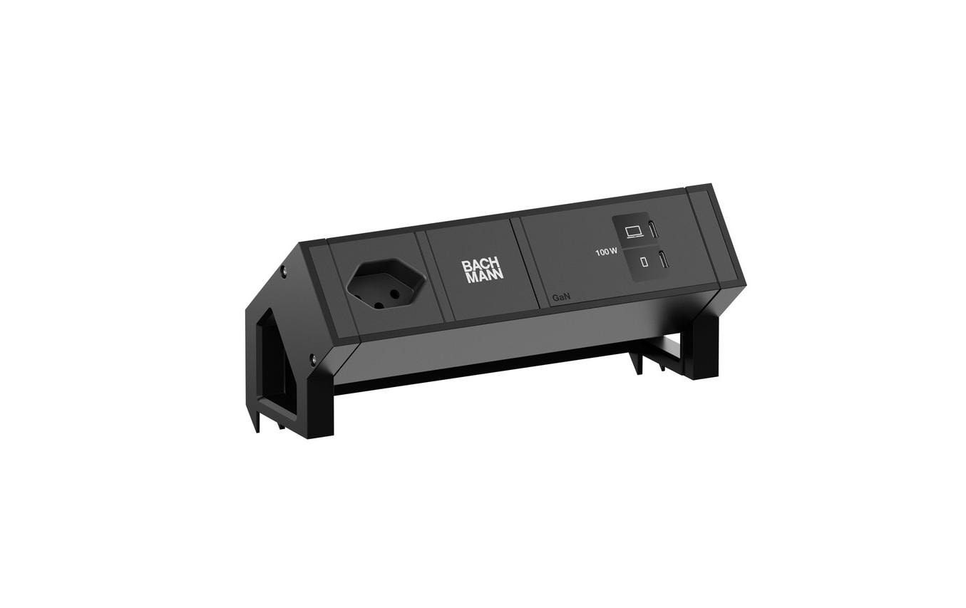 Bachmann Tischsteckdosenleiste DESK2 1xT13 1xUSB C/C 100W 0.2m black – Tischsteckdosenleiste von Bachmann