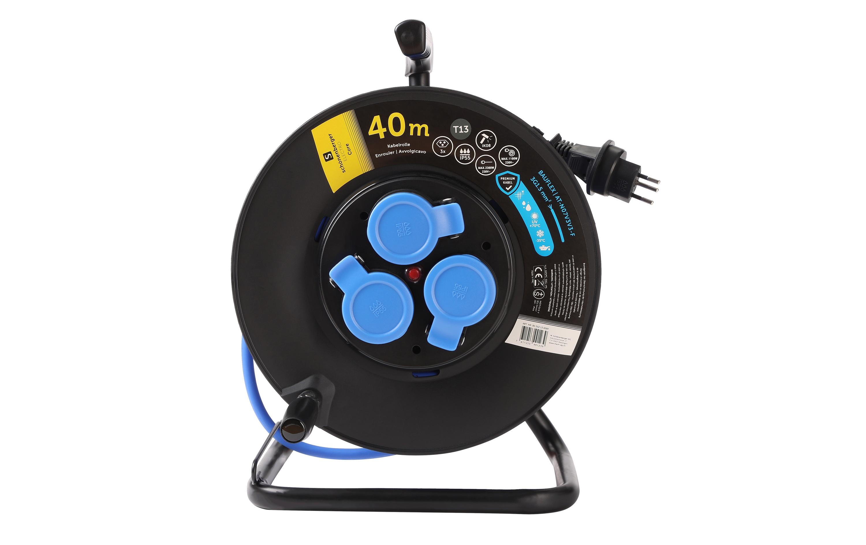 Schönenberger Kabelrolle Kunststoff T13 IP55 40m Bauflex 3 x T13 – Kabelrolle von Schönenberger