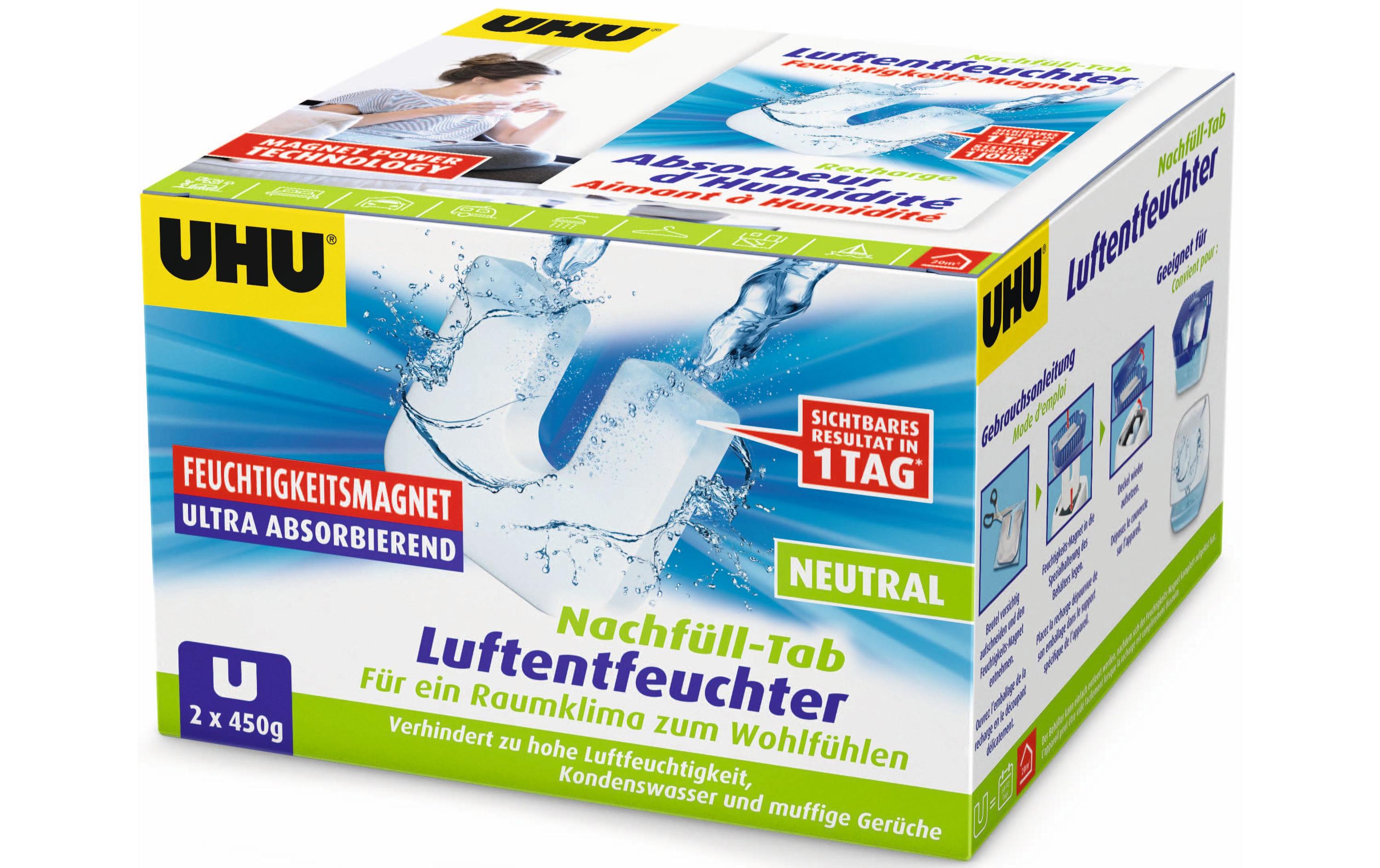 UHU Ambiance Nachfüll-Tab 450 g, 2 Stück – Granulat für Luftentfeuchter