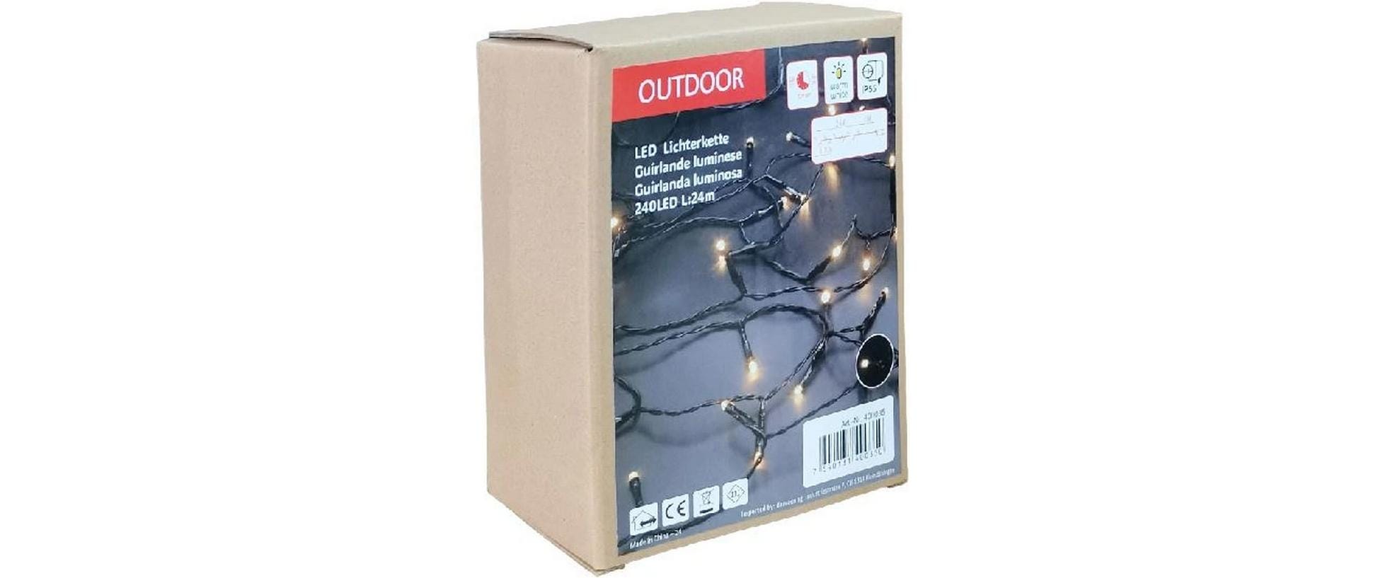 Dameco LED Outdoor Lichterkette 240 LED Warm weisses Licht L: 24m