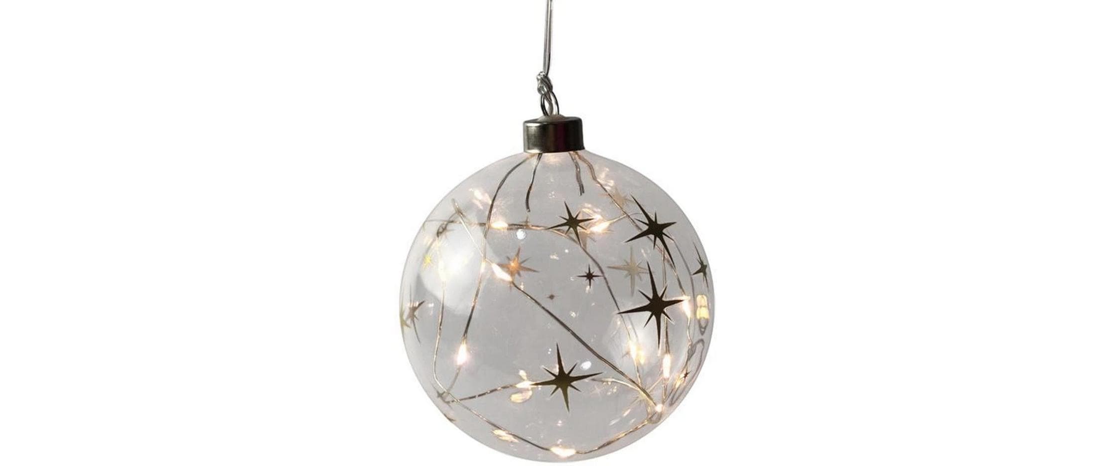 Dameco LED Glas Kugel mit Sternen, 12 cm