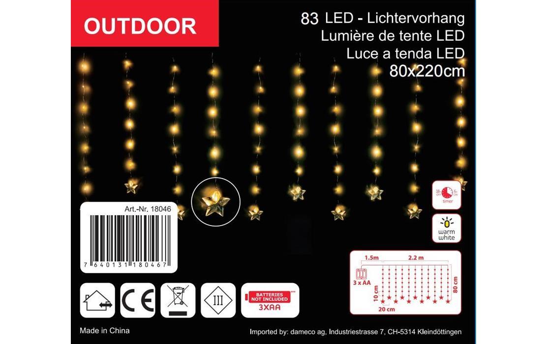 Dameco LED-Lichtervorhang mit 11 Strängen, 83 LEDs, 80 x 220 cm