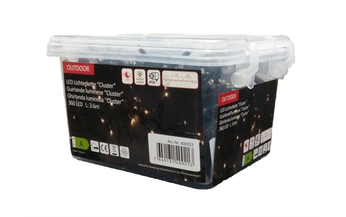 Dameco LED-Lichterkette Cluster 360 LED, 3.6 m, Outdoor