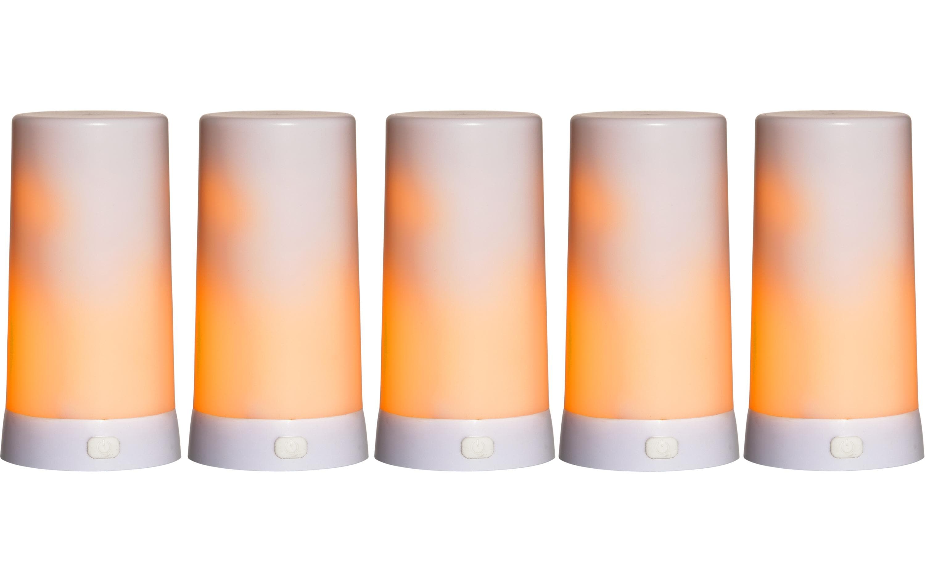 Star Trading LED-Kerzen Set Candle Diner Ø6.8 x 13 cm, Weiss, 5 Stk – LED-Kerze für aussen von Star Trading