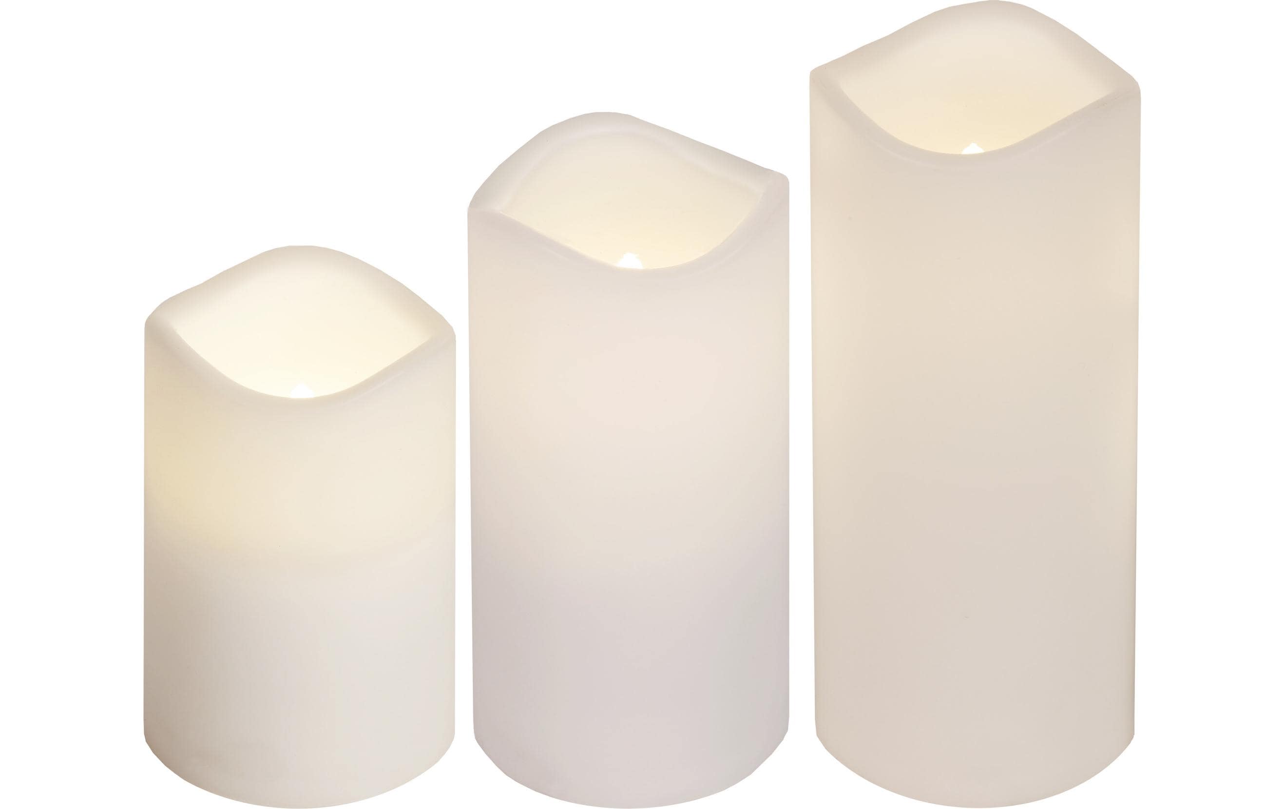 Star Trading LED-Kerzen Set Pillar Paul 3er Pack, Weiss – LED-Kerze mit Timer für aussen von Star Trading