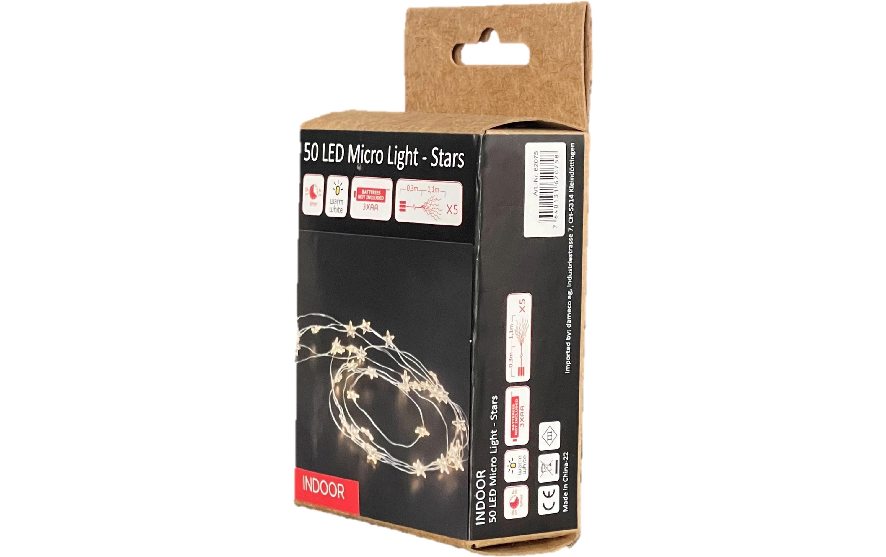 Dameco LED Lichterkette Angel Hair Sterne, 50 LEDs, 110…