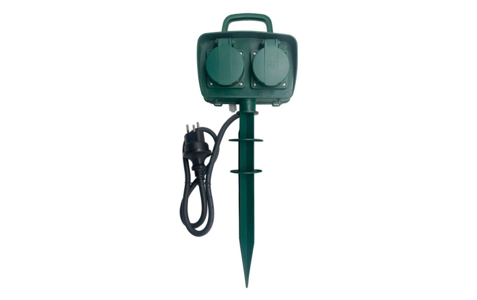 Elbro Steckdosen-Erdpfahl 4x T13, 3 m, IP55, Grün – Gartensteckdose von Elbro