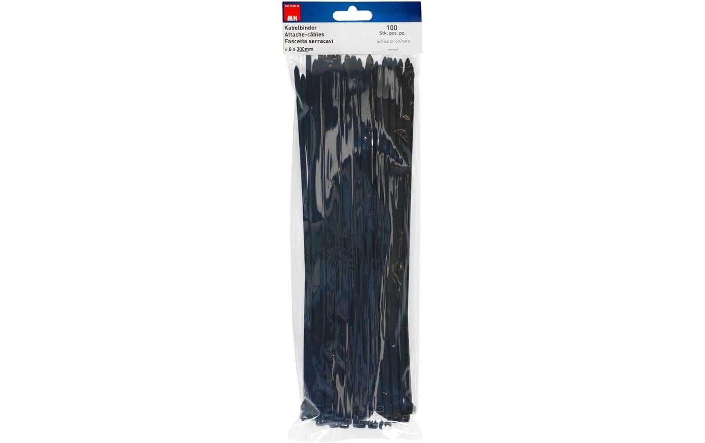 Max Hauri Kabelbinder 100 Stück Schwarz 300 mm x 4.5 mm – Kabelbinder von Max Hauri