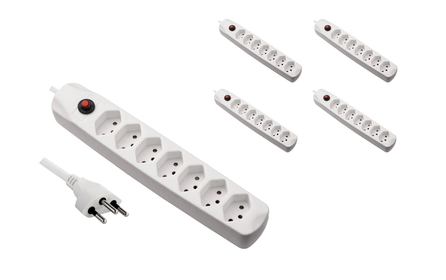 FURBER.power Steckdosenleiste mit Überlastschutz 7x T13, 5 Stück, Weiss – Steckerleiste von FURBER.power