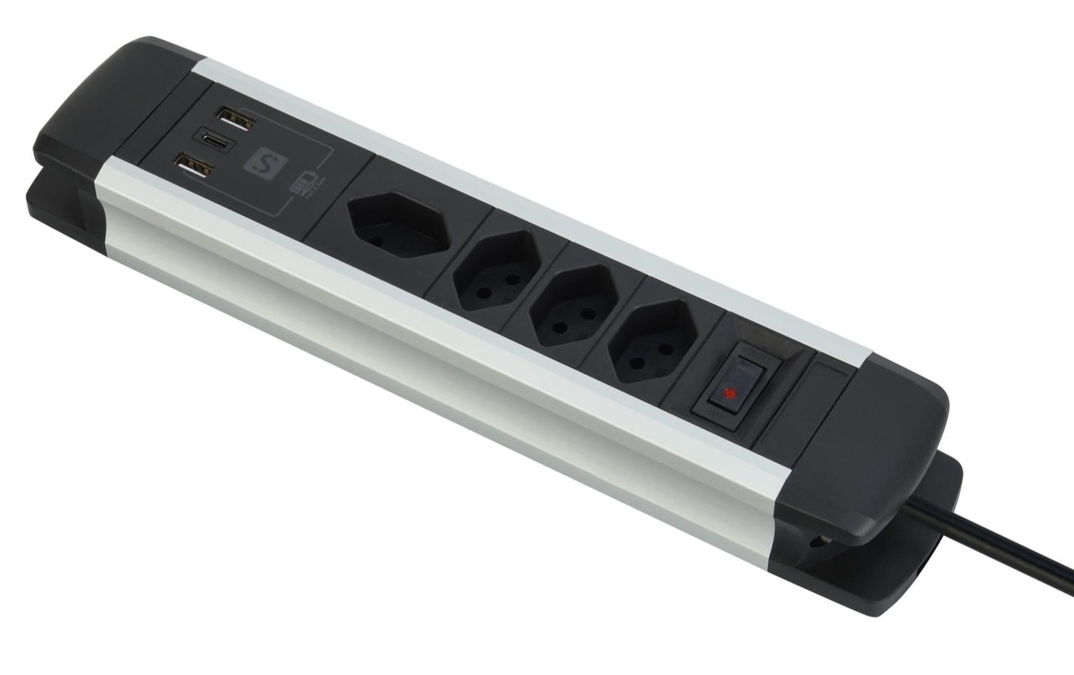 Schönenberger Steckdosenleiste 4 x T13, 2 x USB-A, 1 x USB-C, 2 m – Steckerleiste von Schönenberger