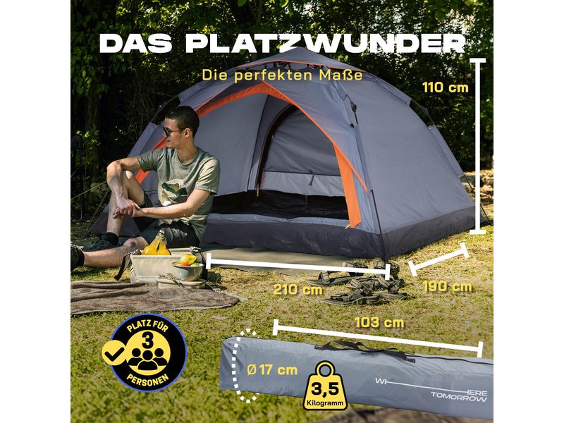 Where Tomorrow 3 Personen Zelt Grau