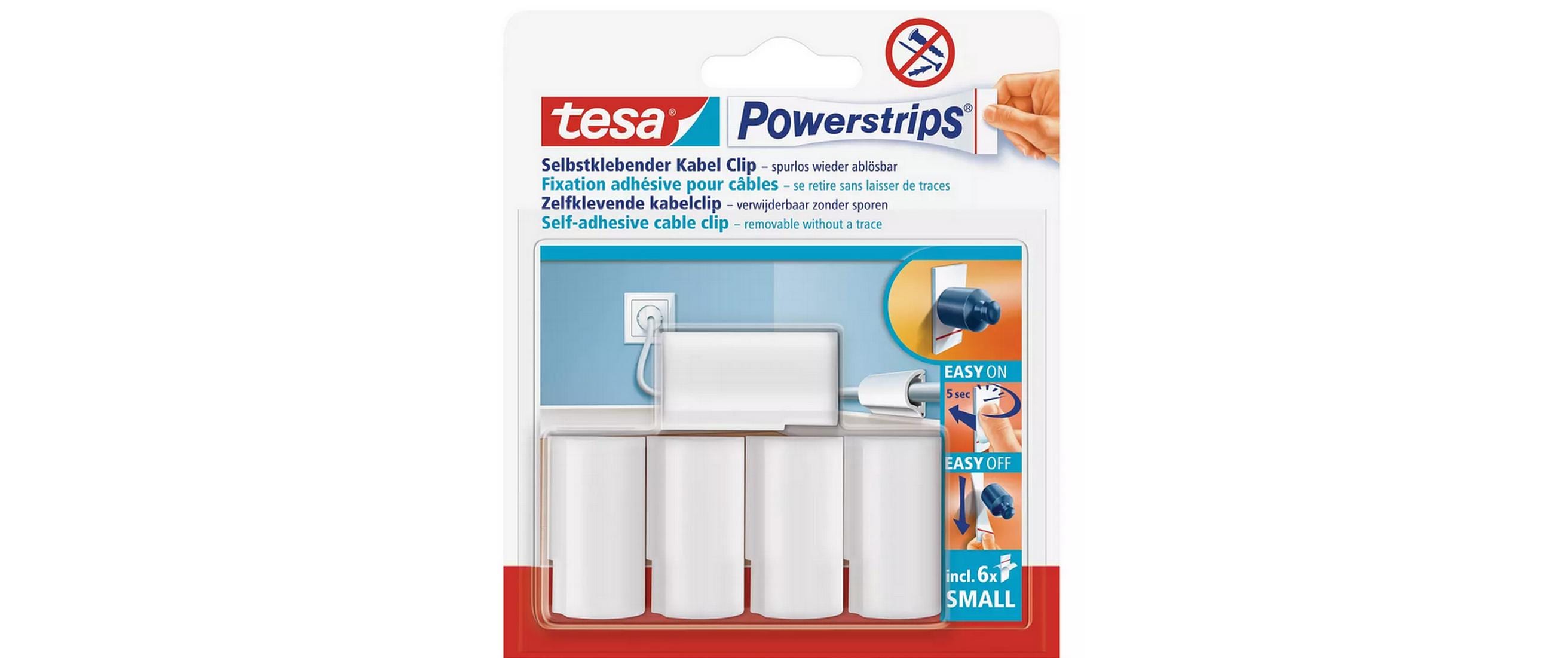 tesa Kabelclips-Set Powerstrips, 3er Pack – Kabelhalter von tesa
