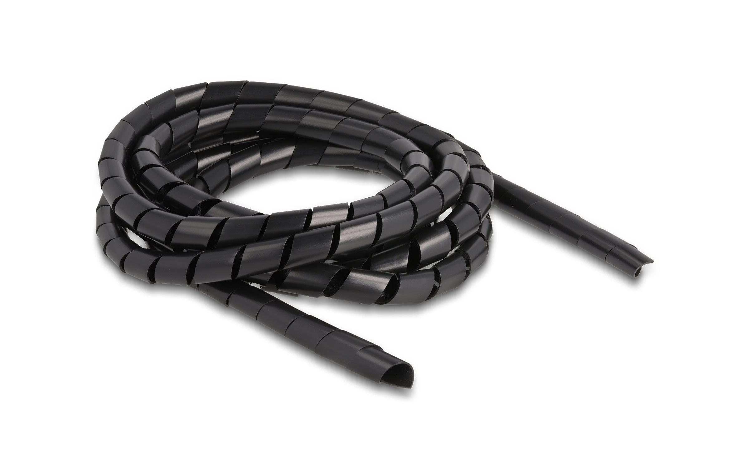 Delock Spiroschlauch flexibel 2 m x 12 mm Schwarz – Spiralschlauch von Delock