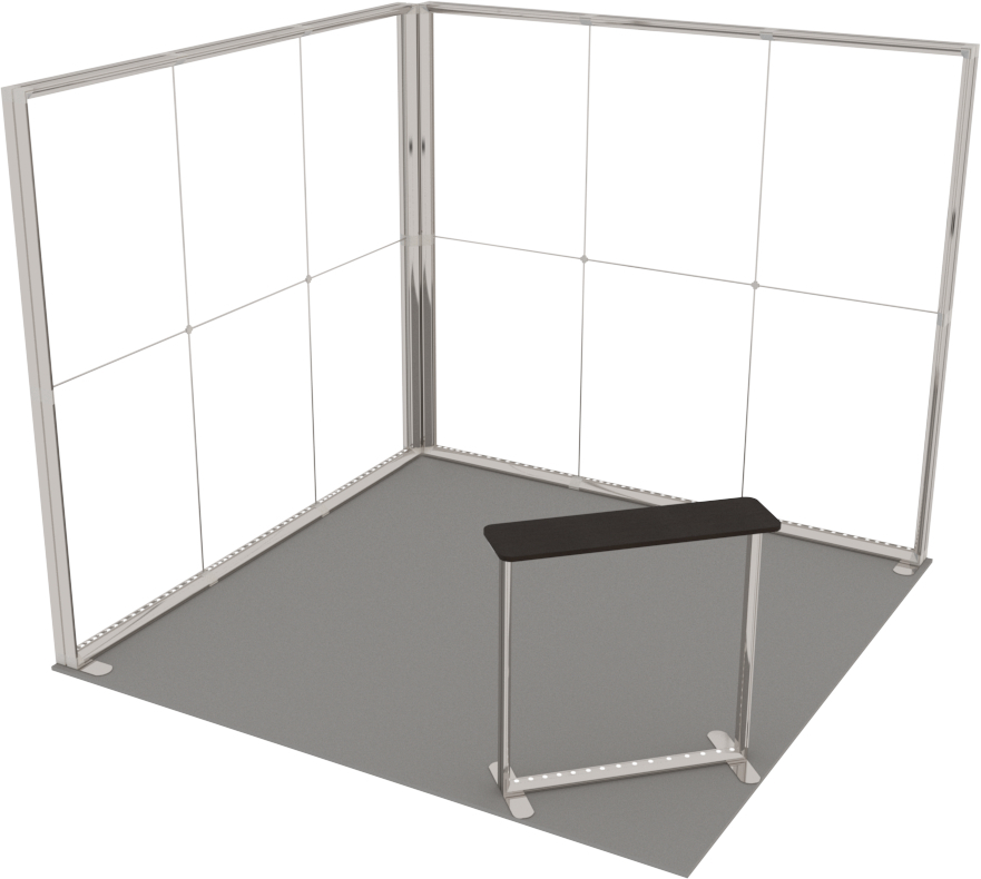 LUMIX Messestand 9 m² Eckstand 3x3 Meter 3D-Ansicht modulares System