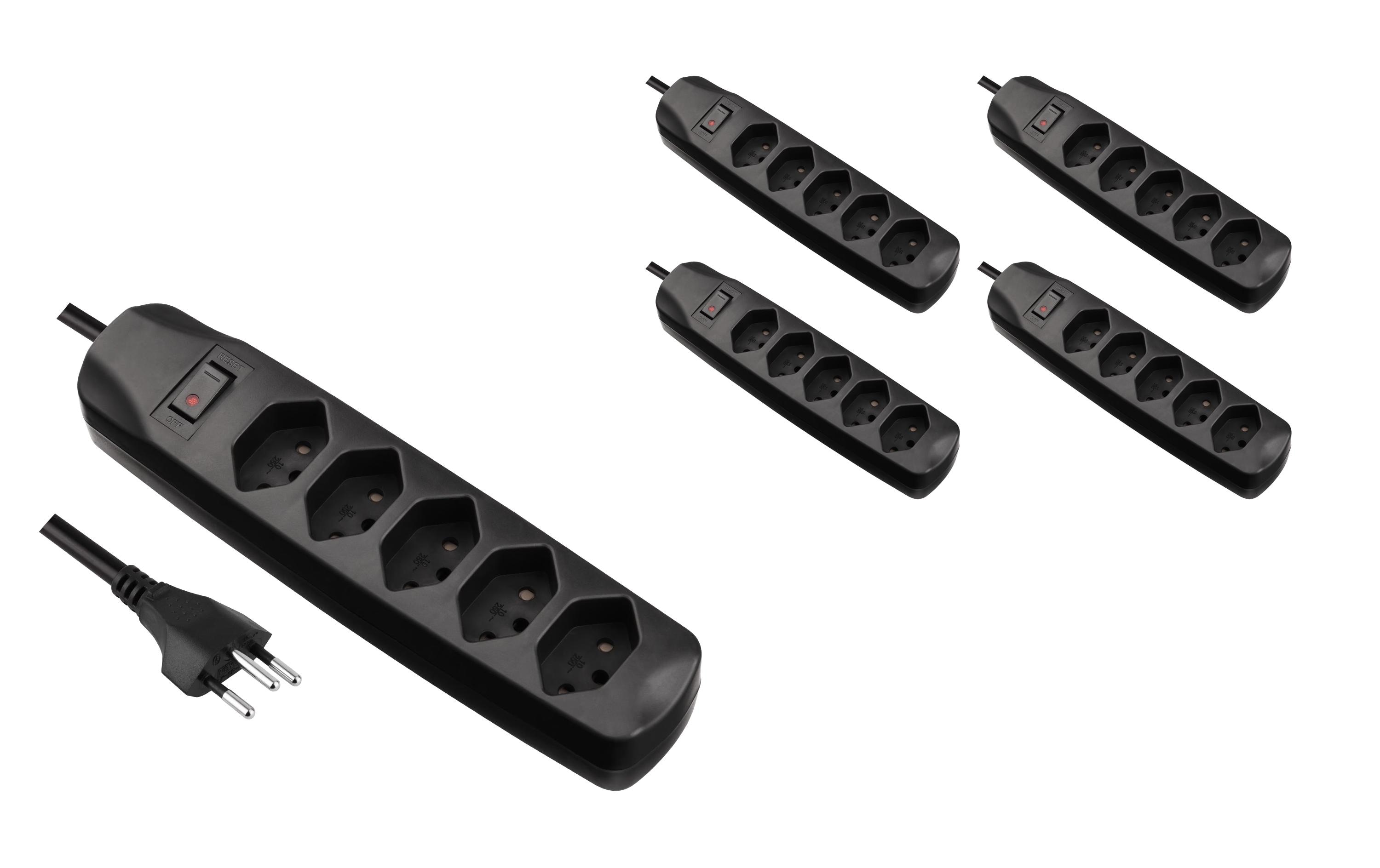 FURBER.power Steckdosenleiste 5x T13 mit Schalter, 5 Stück – Steckerleiste von FURBER.power