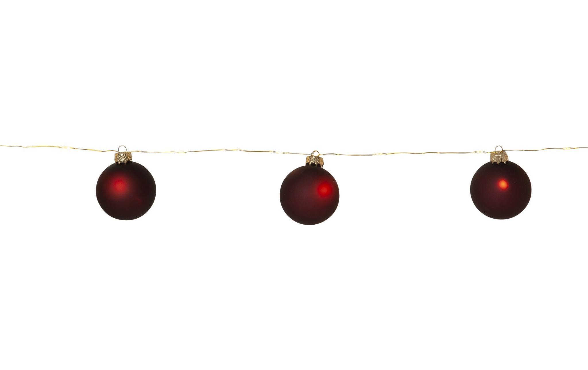 Star Trading LED-Lichterkette Bliss, 1.6 m, 8 Kugeln, Rot – Lichterkette batteriebetrieben von Star Trading