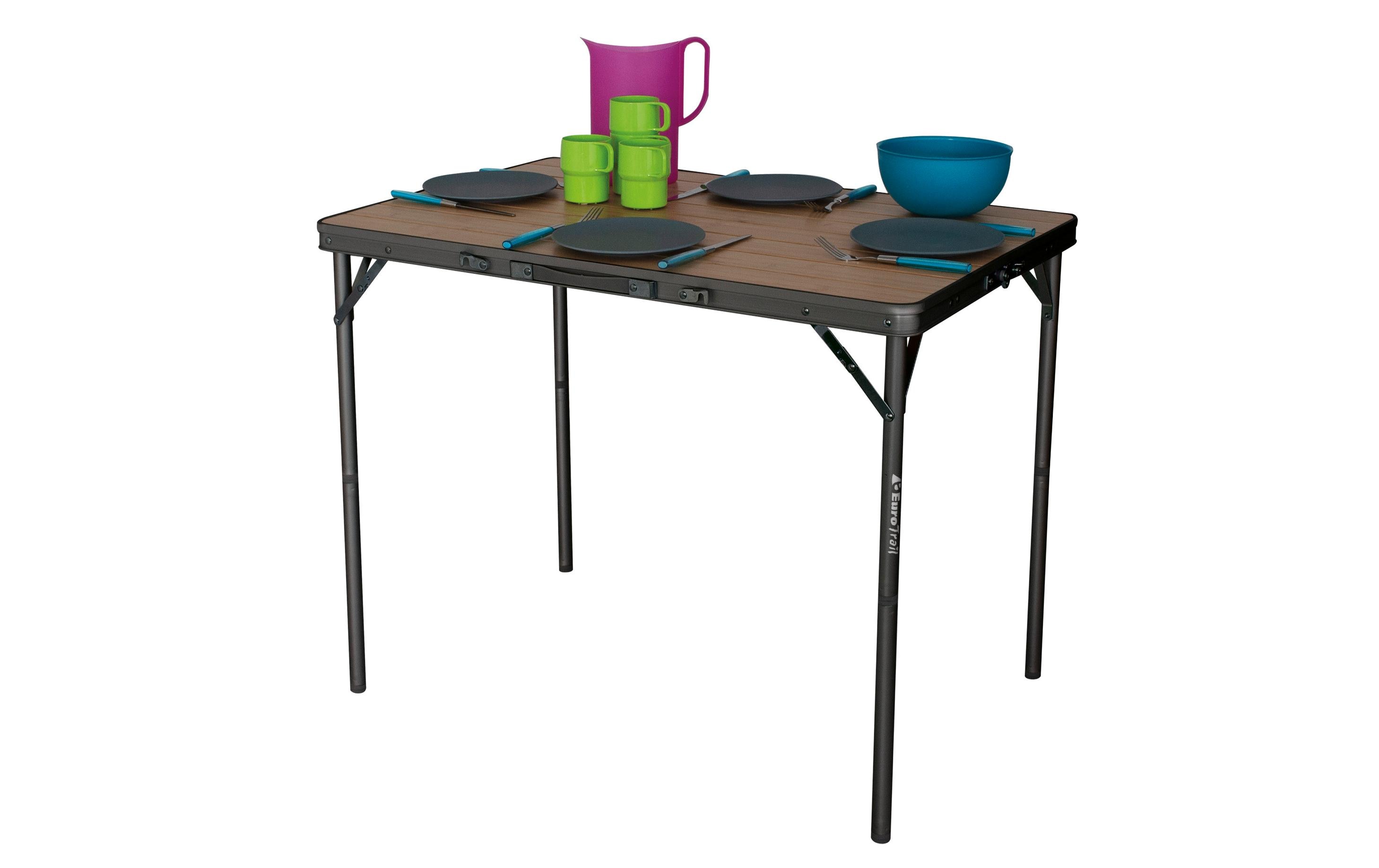 Tisch Balazuc – Eurotrail Campingtisch 90 × 60 cm, Platte aus Bambus