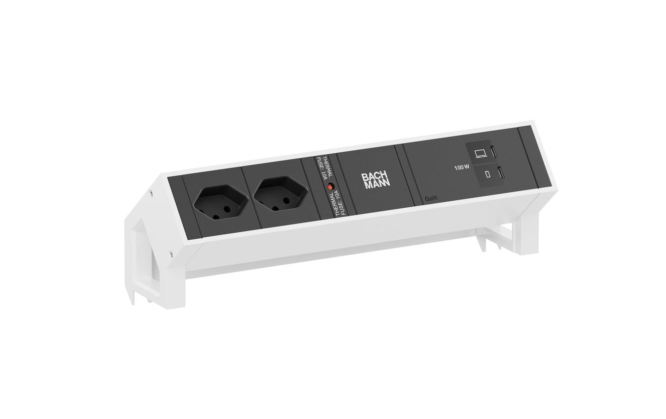 Bachmann Tischsteckdosenleiste DESK2 2xT131xUSB C/C 100W 0.2m RAL9010 – Tischsteckdosenleiste von Bachmann