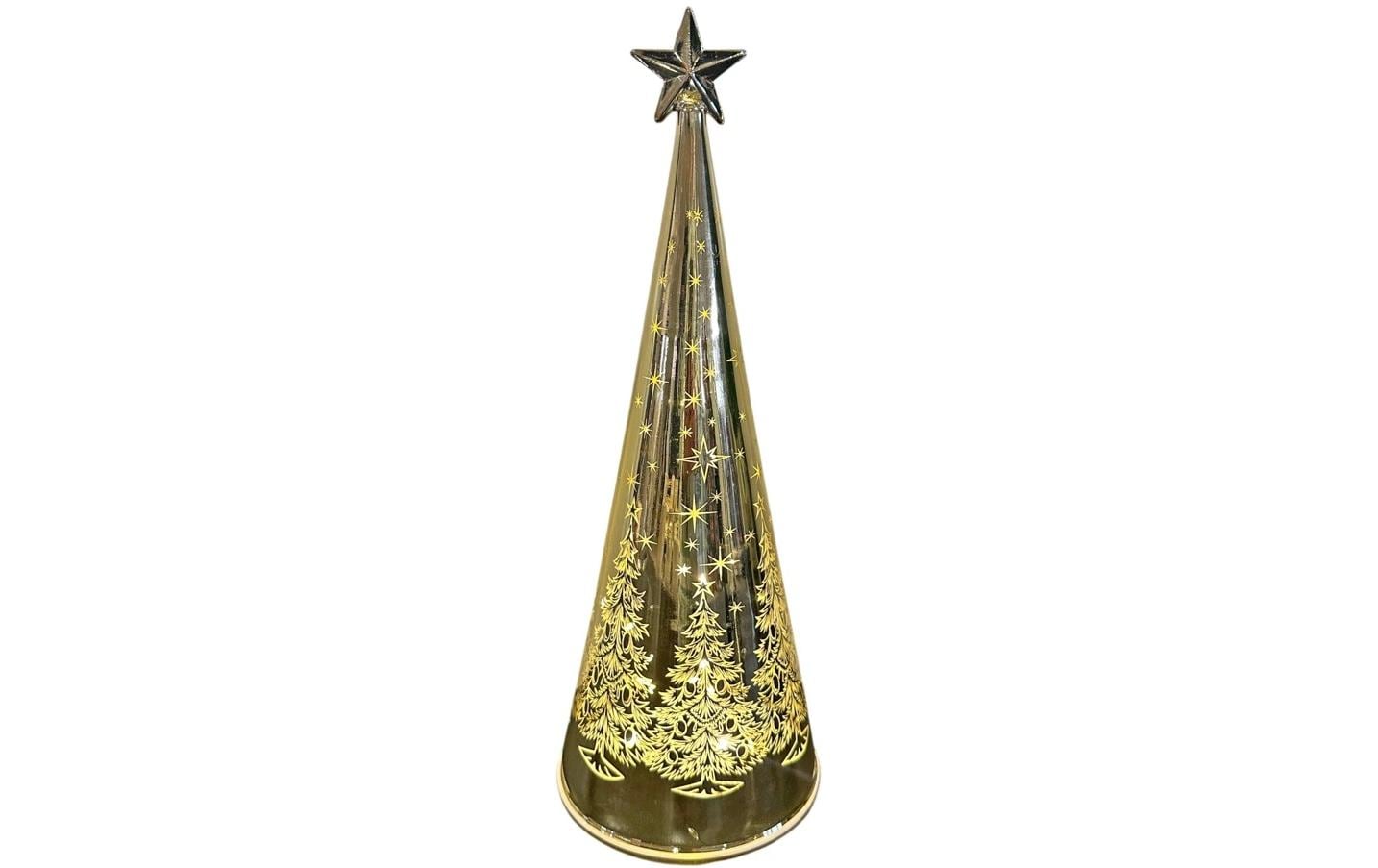 Dameco LED Glas Tannenbaum Goldfarbig Stern auf der Spitze 20 LED