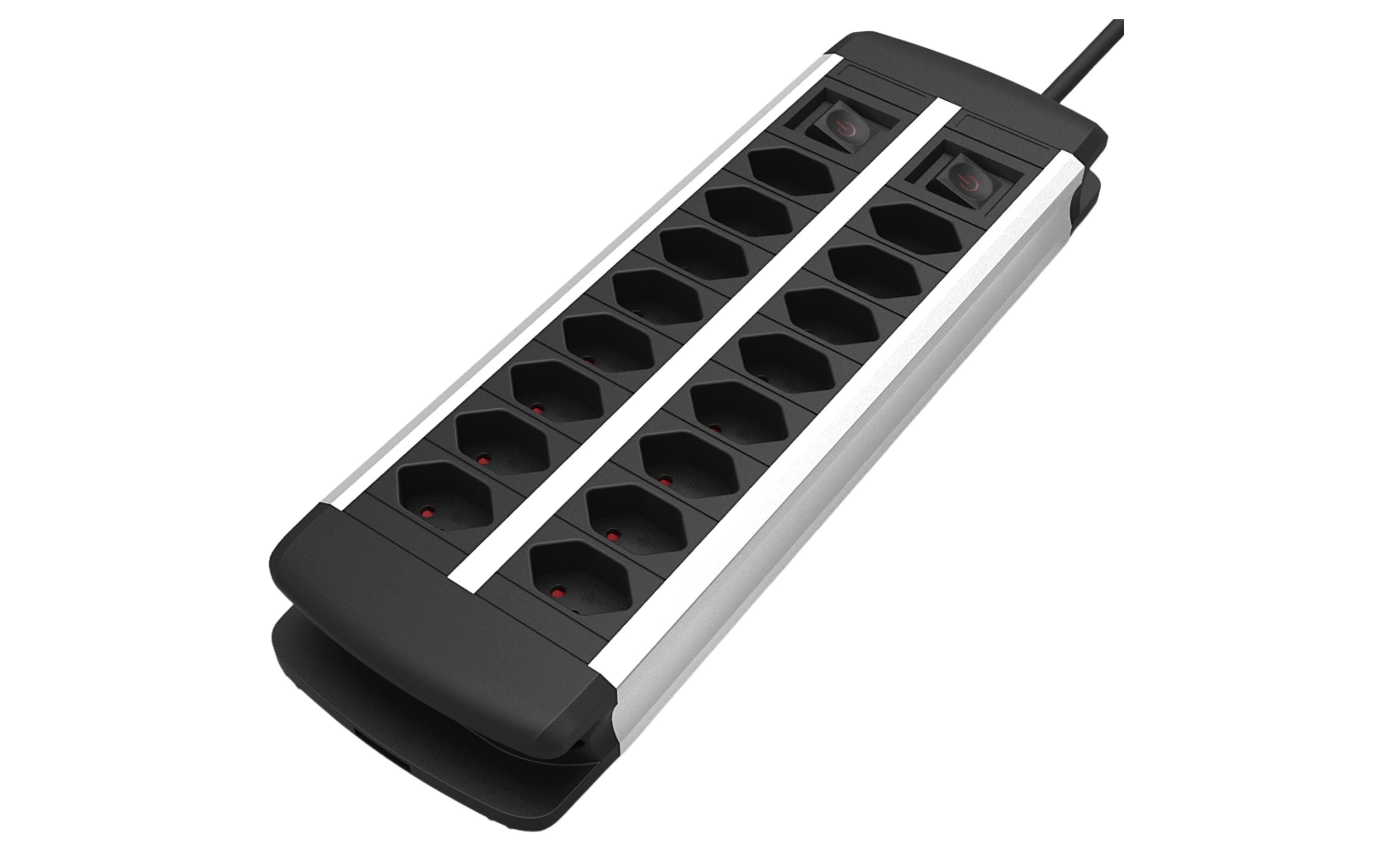 Schönenberger Steckdosenleiste ALU 16x T13, 2x Schalter