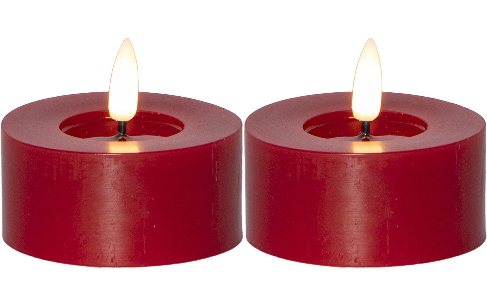 Star Trading LED Teelichter Set Flamme Flow 2 Pack, Rot – LED-Teelichter mit Timer von Star Trading