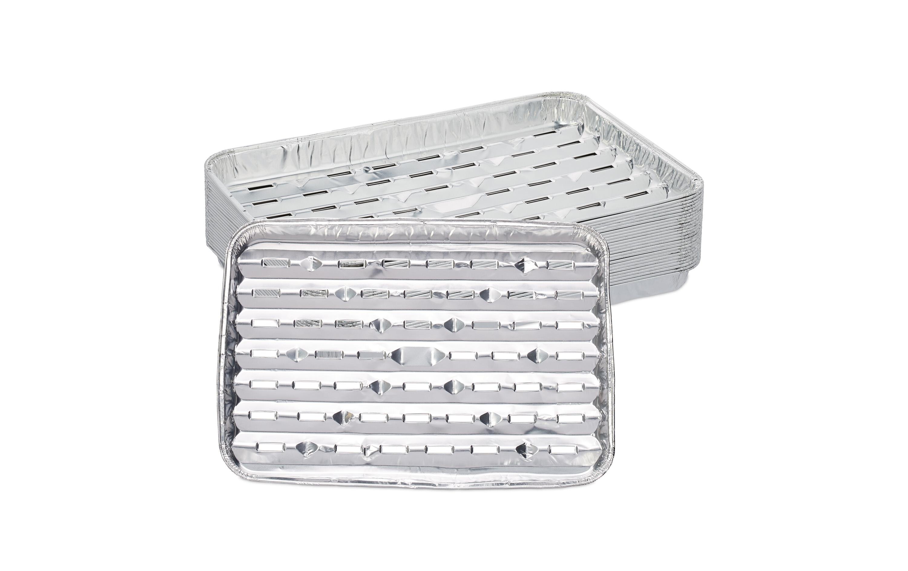 relaxdays Grillschalen Eckig, Aluminium, 25er Set, Silber, 34 x 22 cm