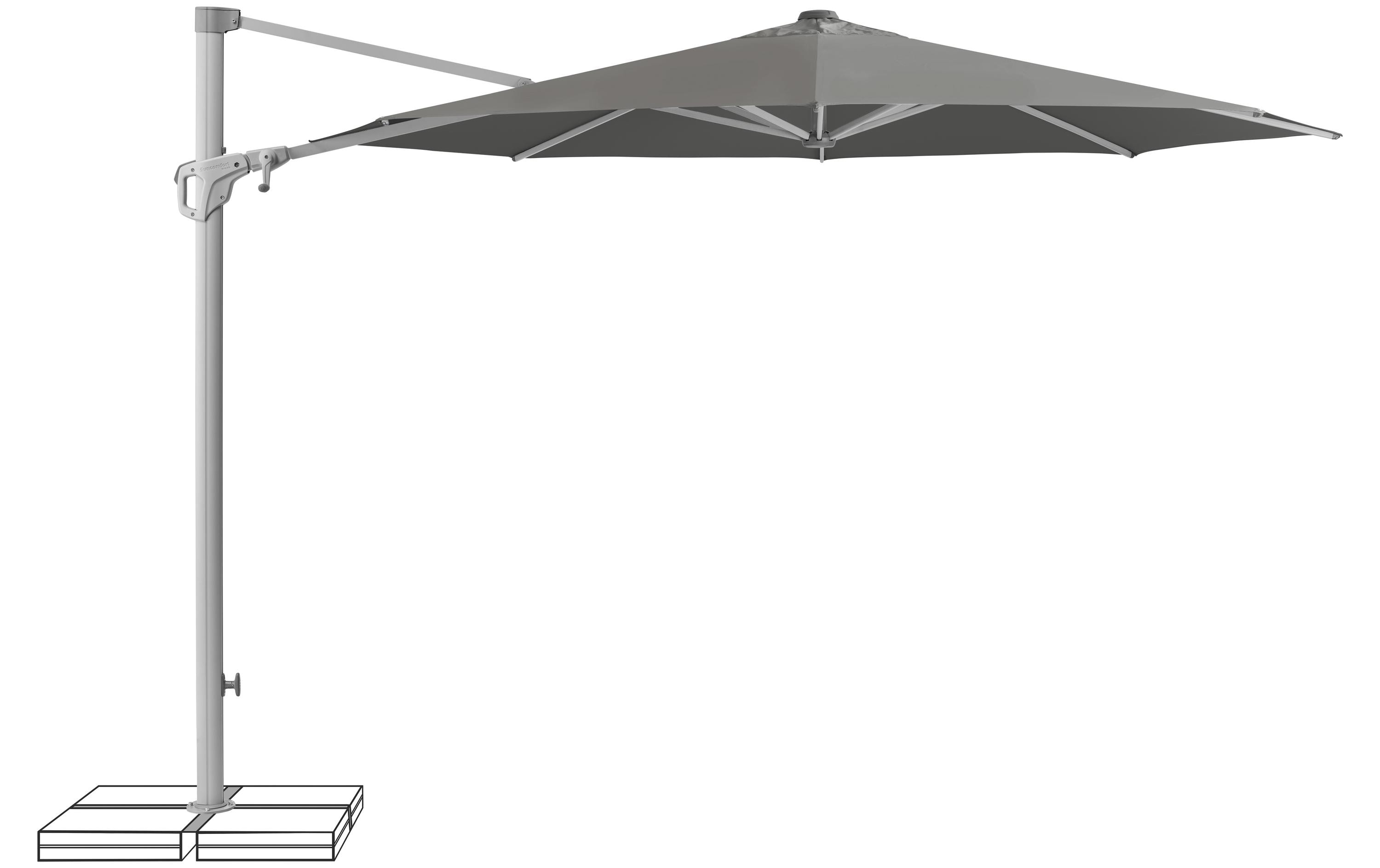 Suncomfort by Glatz Sonnenschirm Familyflex Steingrau, Ø 300 cm