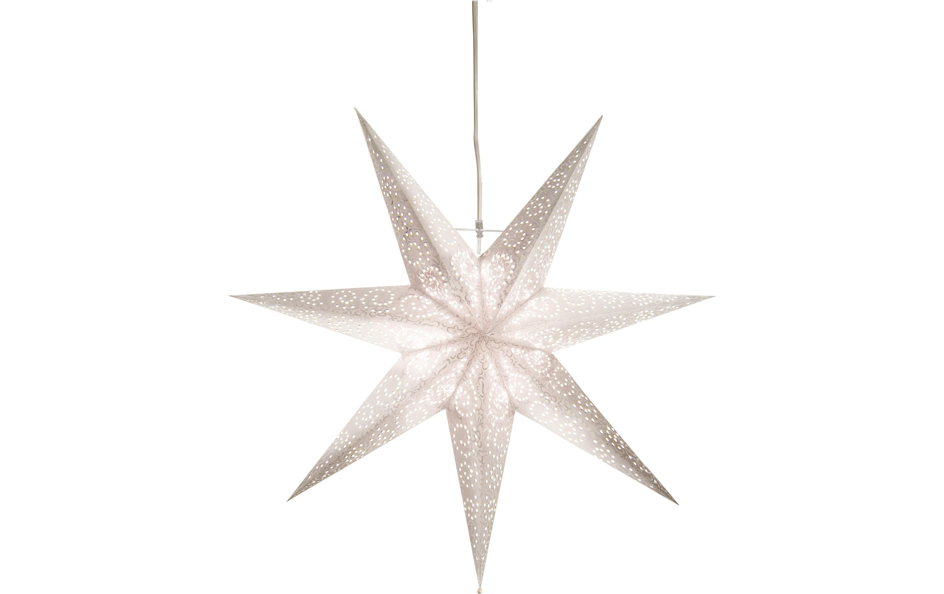 Star Trading Papierstern Antique, 60 cm, Weiss – LED-Weihnachtsdeko von Star Trading
