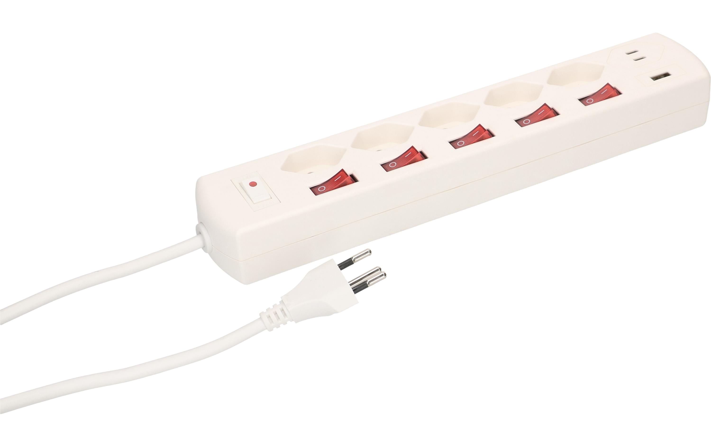 Max Hauri Steckdosenleiste Multi-Switch Weiss 5 x T13 – Steckerleiste von Max Hauri