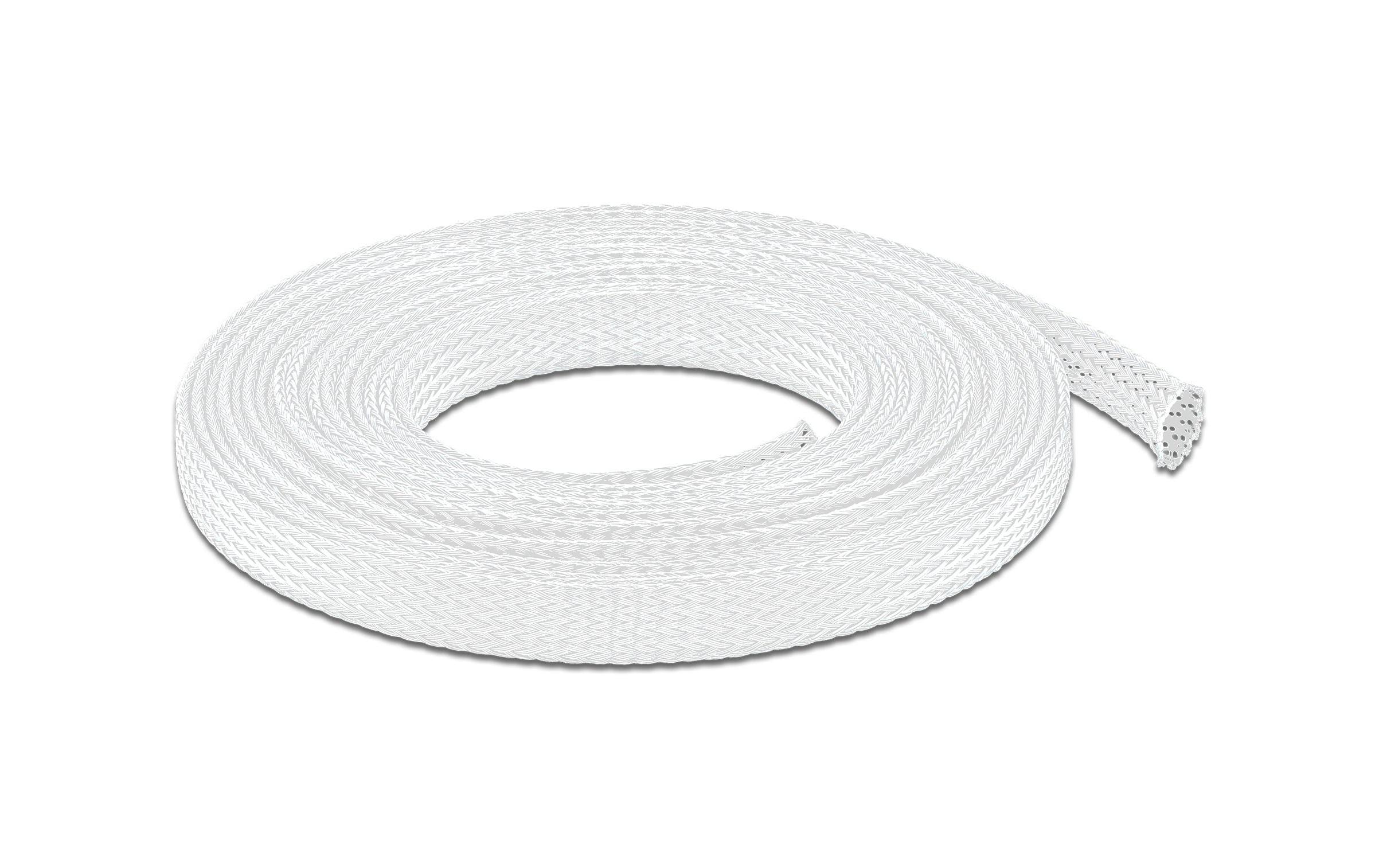 Delock Geflechtschlauch dehnbar 10 m x 12 mm Weiss – Kabelschlauch von Delock