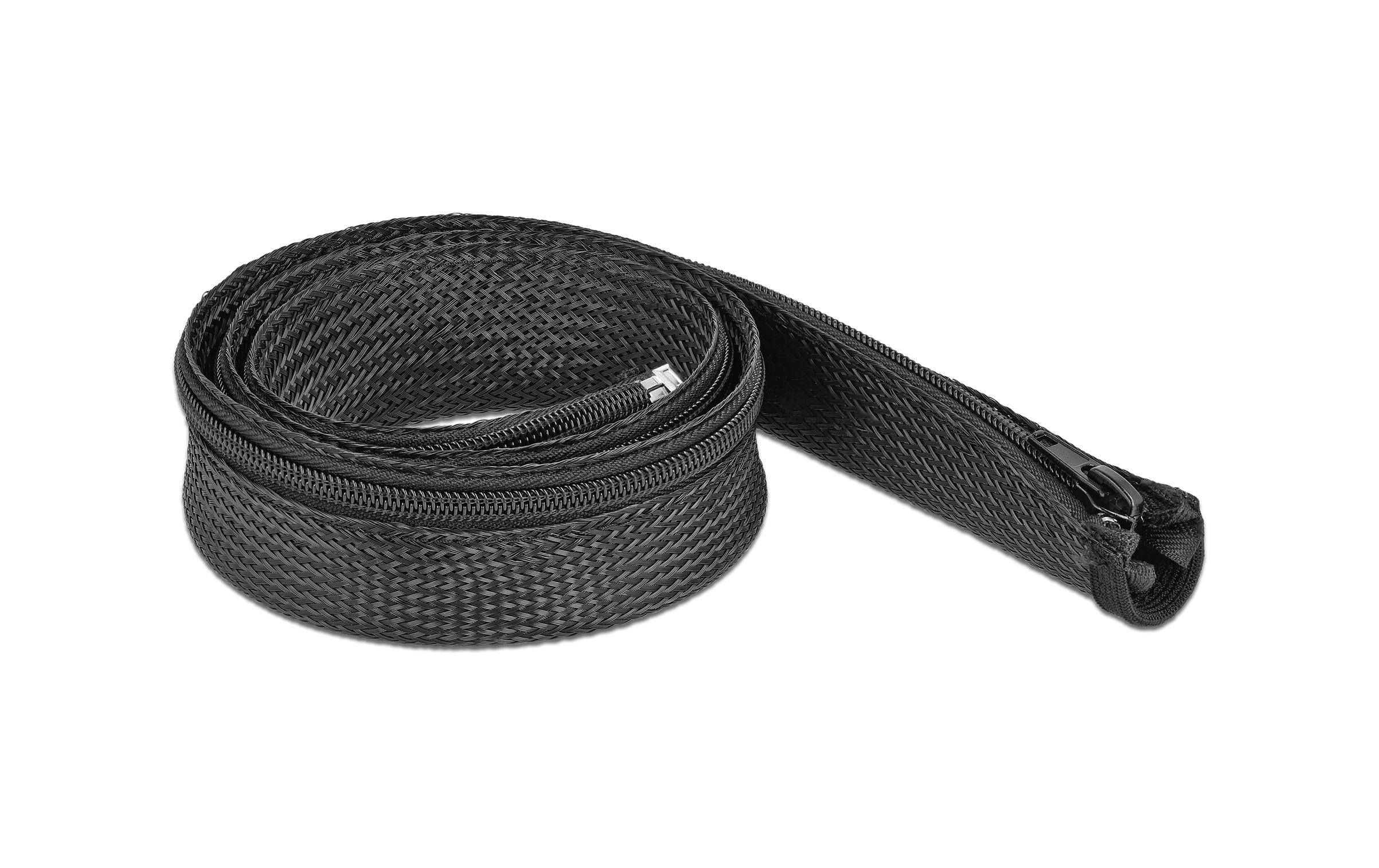 Delock Kabelschlauch 1 m x 30 mm, mit Reissverschluss Schwarz – Kabelschlauch von Delock