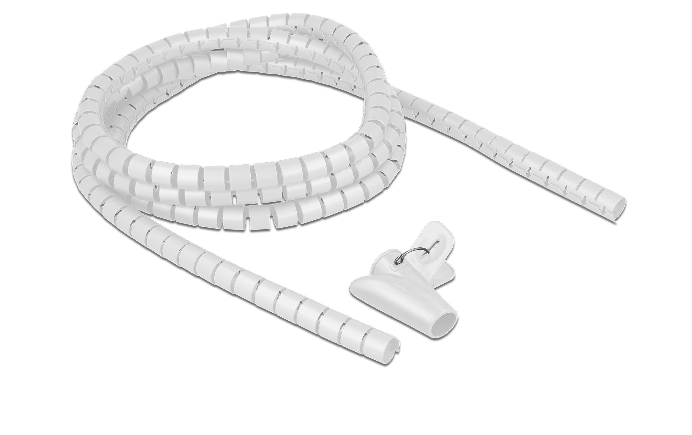 Delock Spiroschlauch mit Einziehwerkzeug, 2.5 m x 15 mm Weiss – Spiralschlauch von Delock