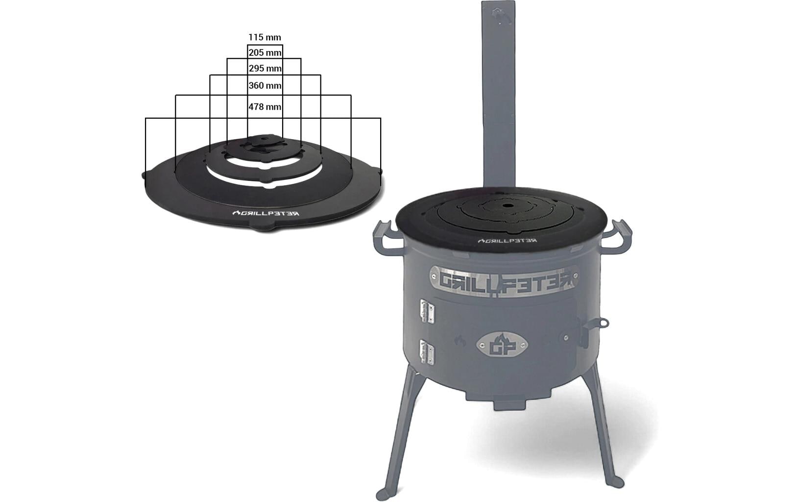 GRILLPETER Grillplatte für Utschak 45 cm, 10-12 L