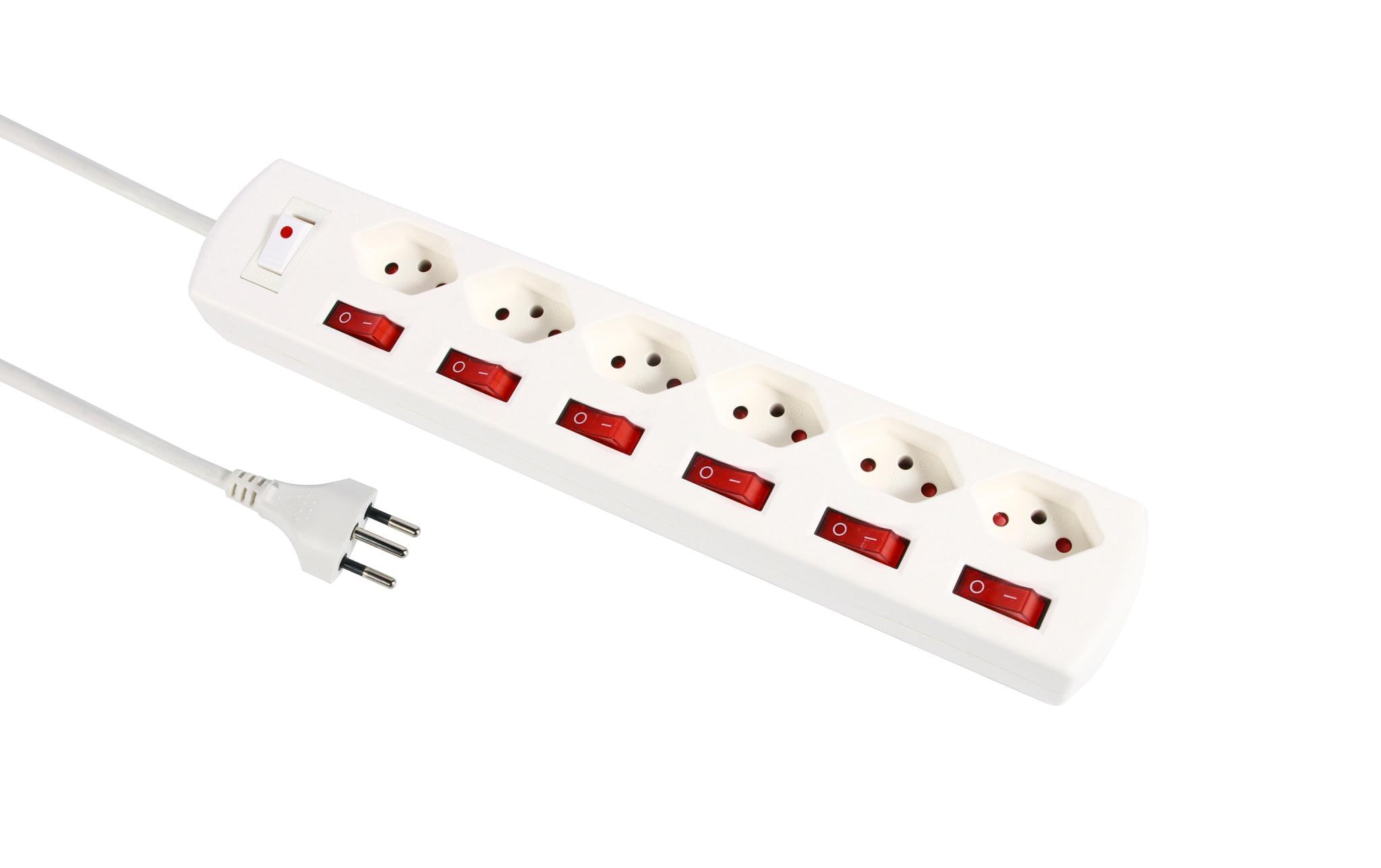 Schönenberger Steckdosenleiste Fix-Line+ MultiSwitch 6xT13, 2.0m Kabel