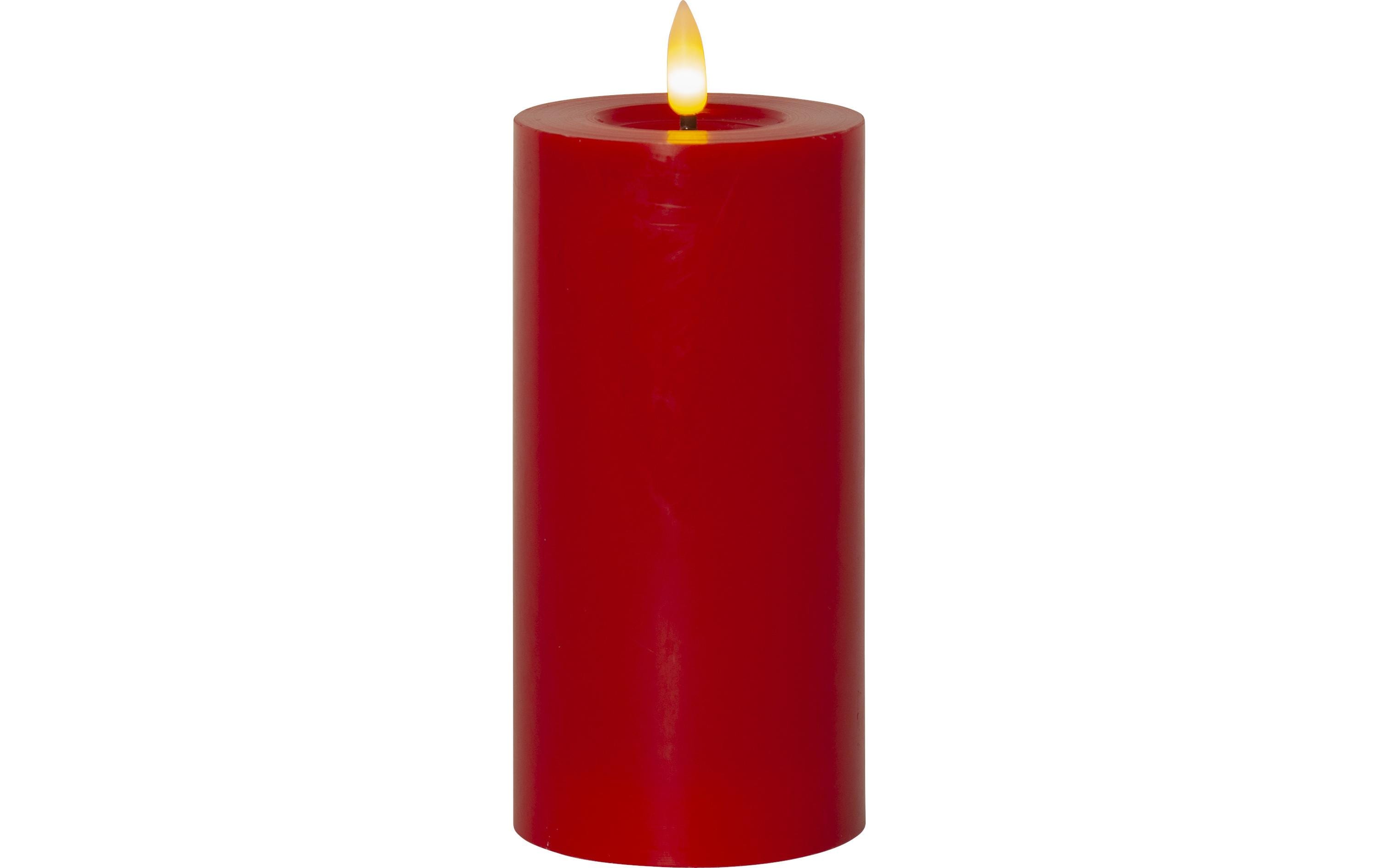 Star Trading LED-Kerze Pillar Flamme Flow, 17.5 cm, Rot – LED-Kerze mit Timer von Star Trading