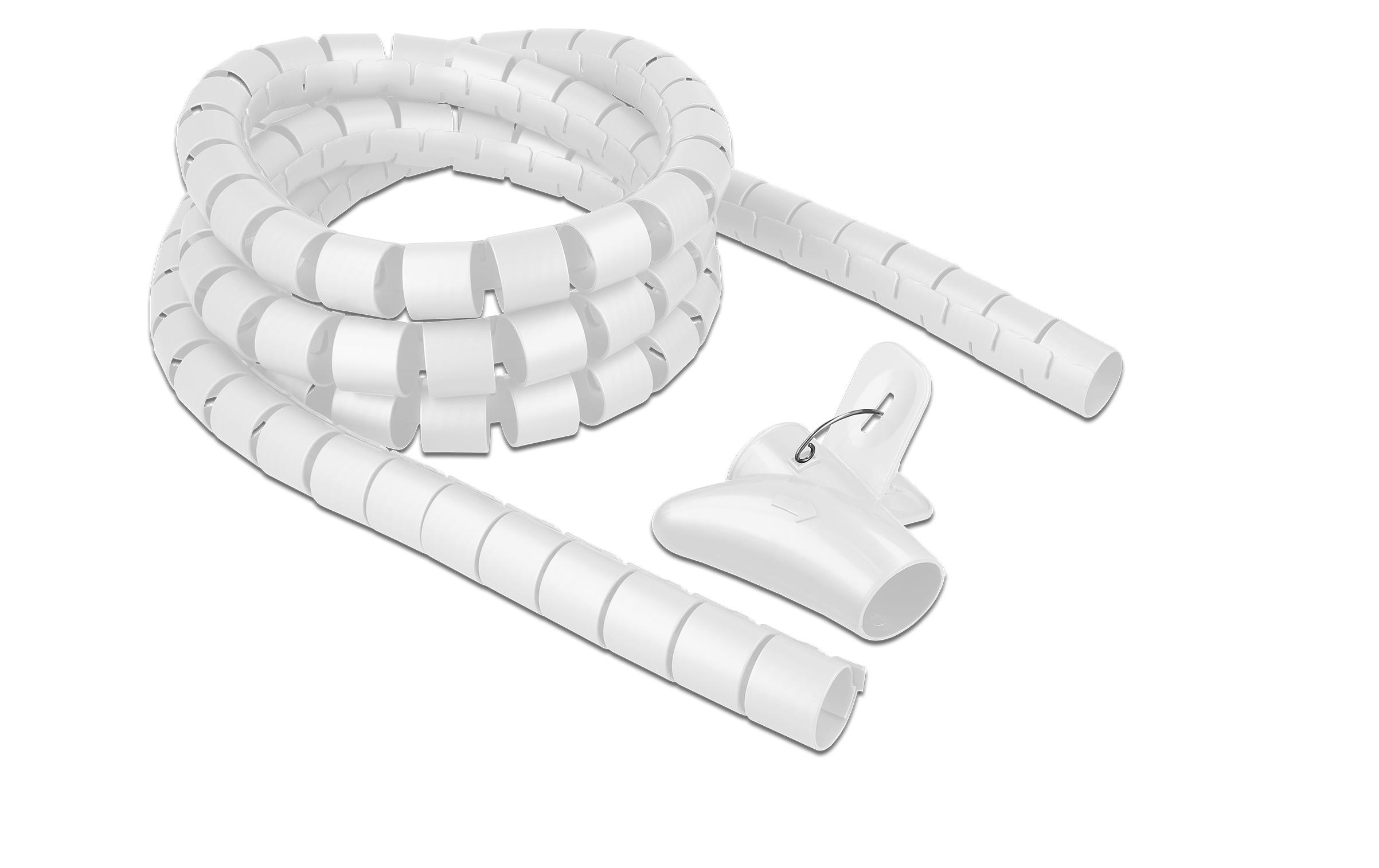 Delock Spiroschlauch mit Einziehwerkzeug, 2.5 m x 30 mm Weiss – Spiralschlauch von Delock