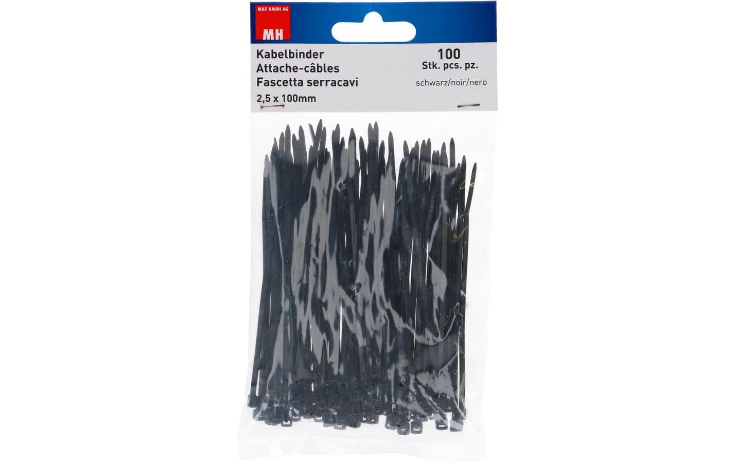 Max Hauri Kabelbinder 100 Stück Schwarz 100 mm x 2.5 mm – Kabelbinder von Max Hauri