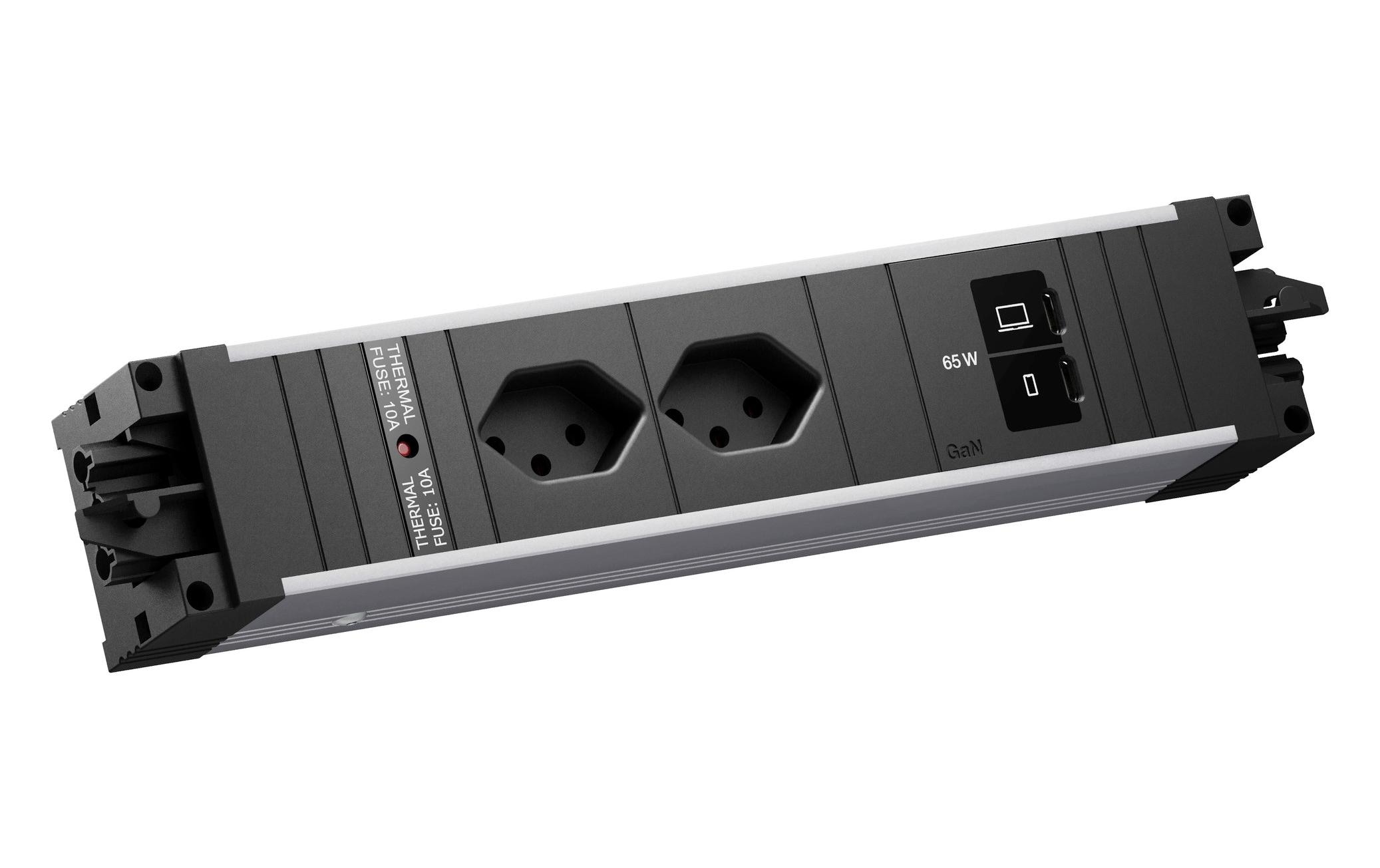 Bachmann Einbausteckerleiste STEP ALU 2xCH 90° 1xUSB C/C 65W – Einbausteckdose von Bachmann