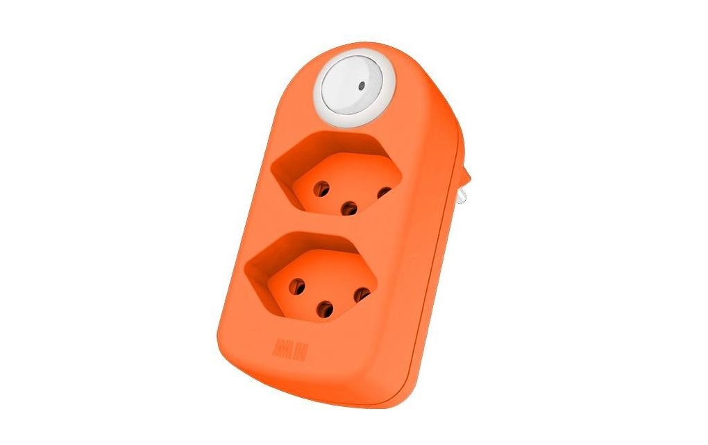 Max Hauri Mehrfachstecker maxAdapt BS, 2 x T13, Schalter, Fl-Orange – Mehrfachstecker von Max Hauri
