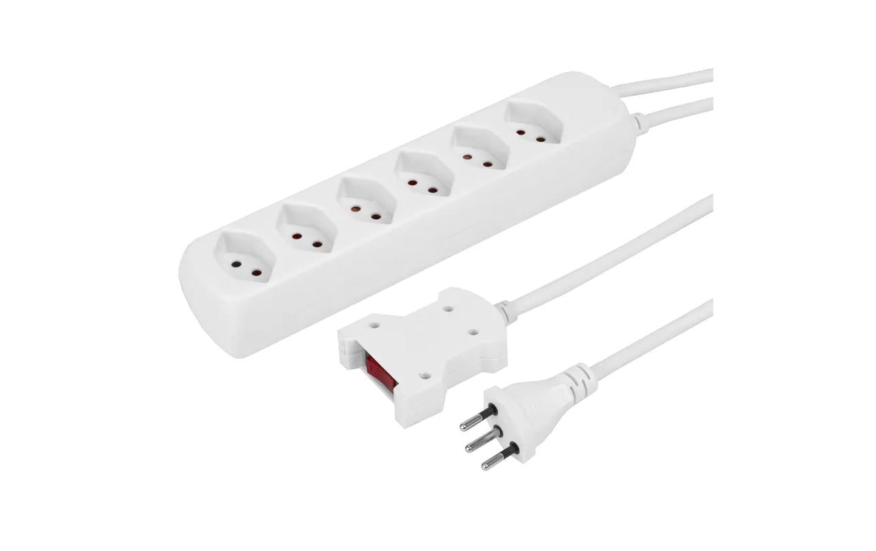 STEFFEN Steckdosenleiste POWER EASY 6xT13 mit Kabelschalter Weiss – Steckerleiste von STEFFEN