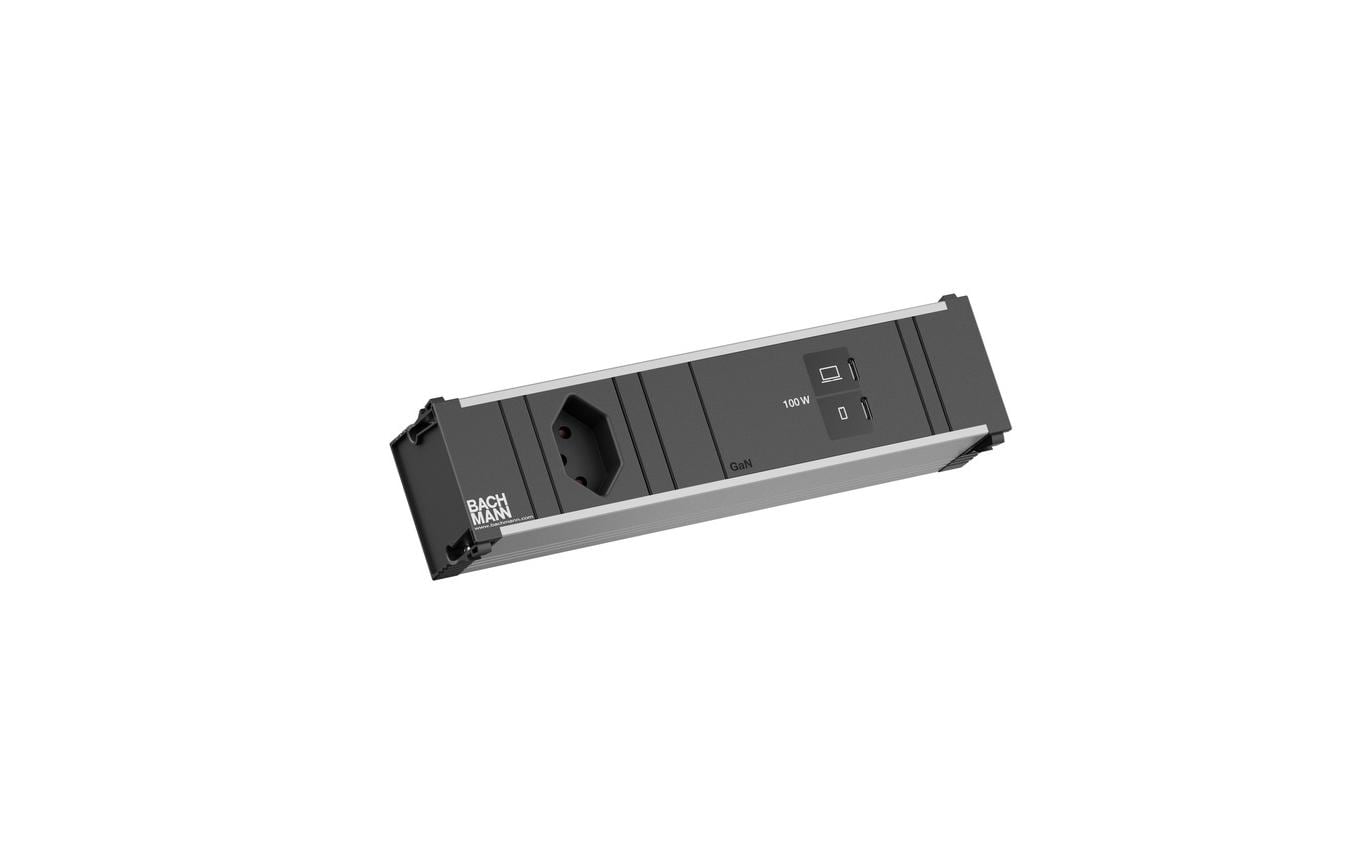 Bachmann Einbausteckerleiste CONI S 1xT13 1xUSB C/C 100W 0.2m schwarz – Einbausteckdose von Bachmann