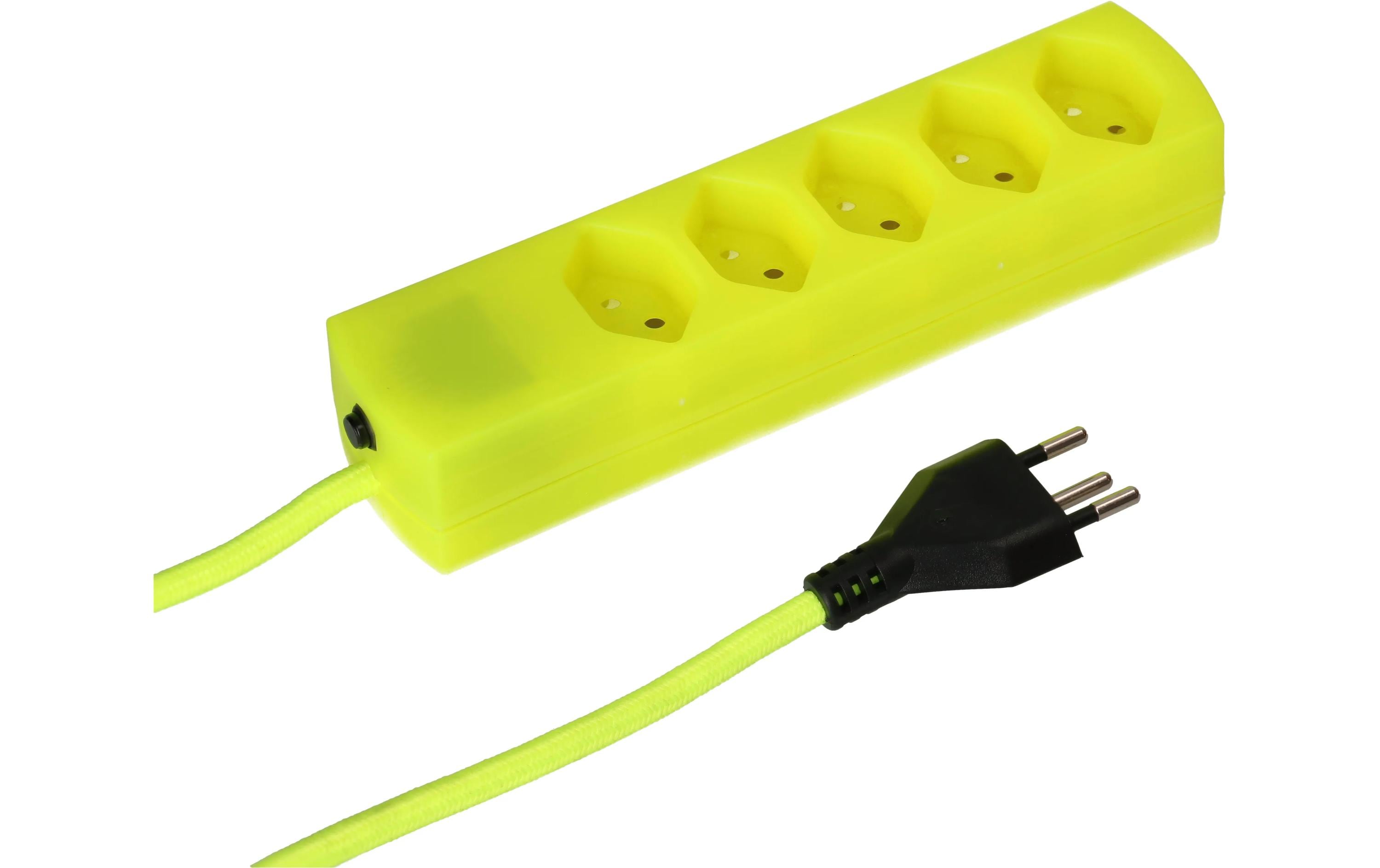 maxTex Steckdosenleiste maxTEX 5x Typ 13, 2 m Neongelb – Steckerleiste von maxTex